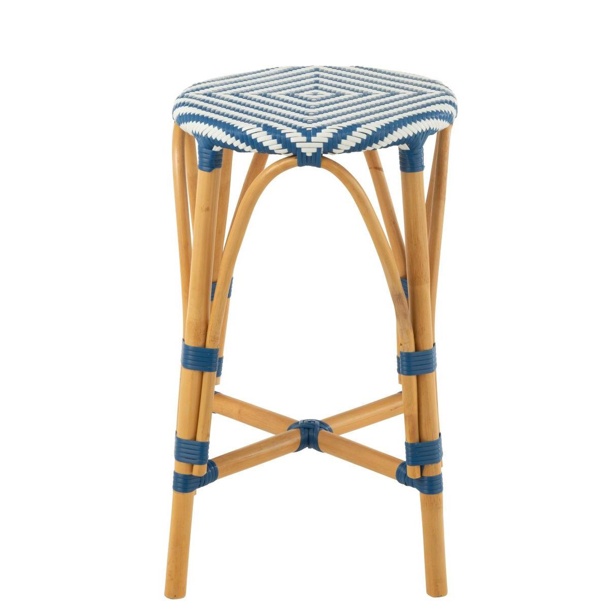 Voir la diapositive 2 : J-LINE Tabouret de bar en rotin  danial  65cm bleu