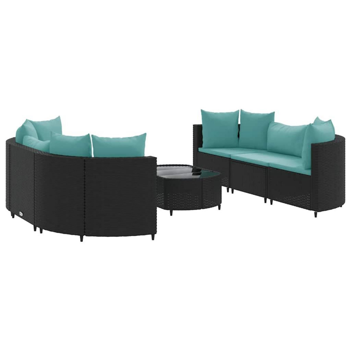 VIDAXL Salon de jardin 7 pcs avec coussins noir resine tressee