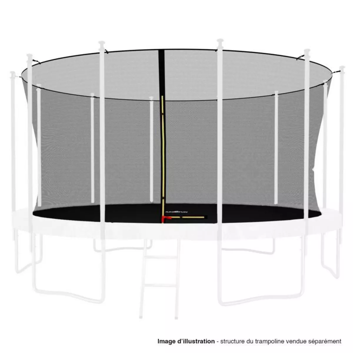 JUMP4FUN Filet intérieur de sécurité pour trampoline avec bouchons hauts de perches et ficelle : ø 14Ft, 12 Perches