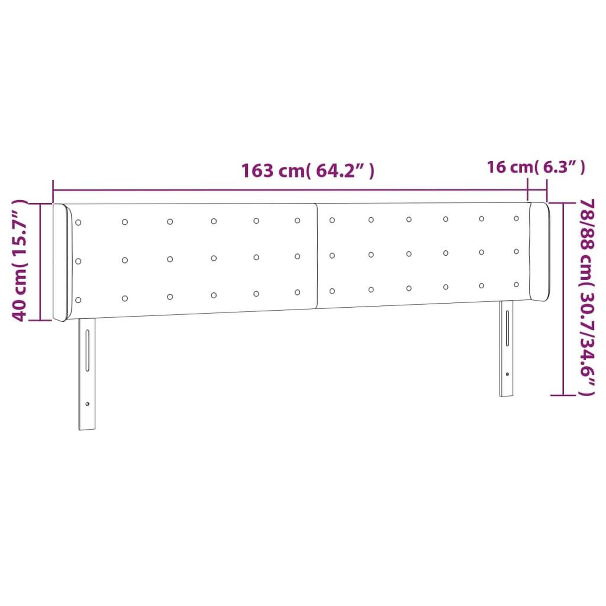 Voir la diapositive 6 : VIDAXL Tete de lit avec oreilles Gris fonce 163x16x78/88 cm Tissu