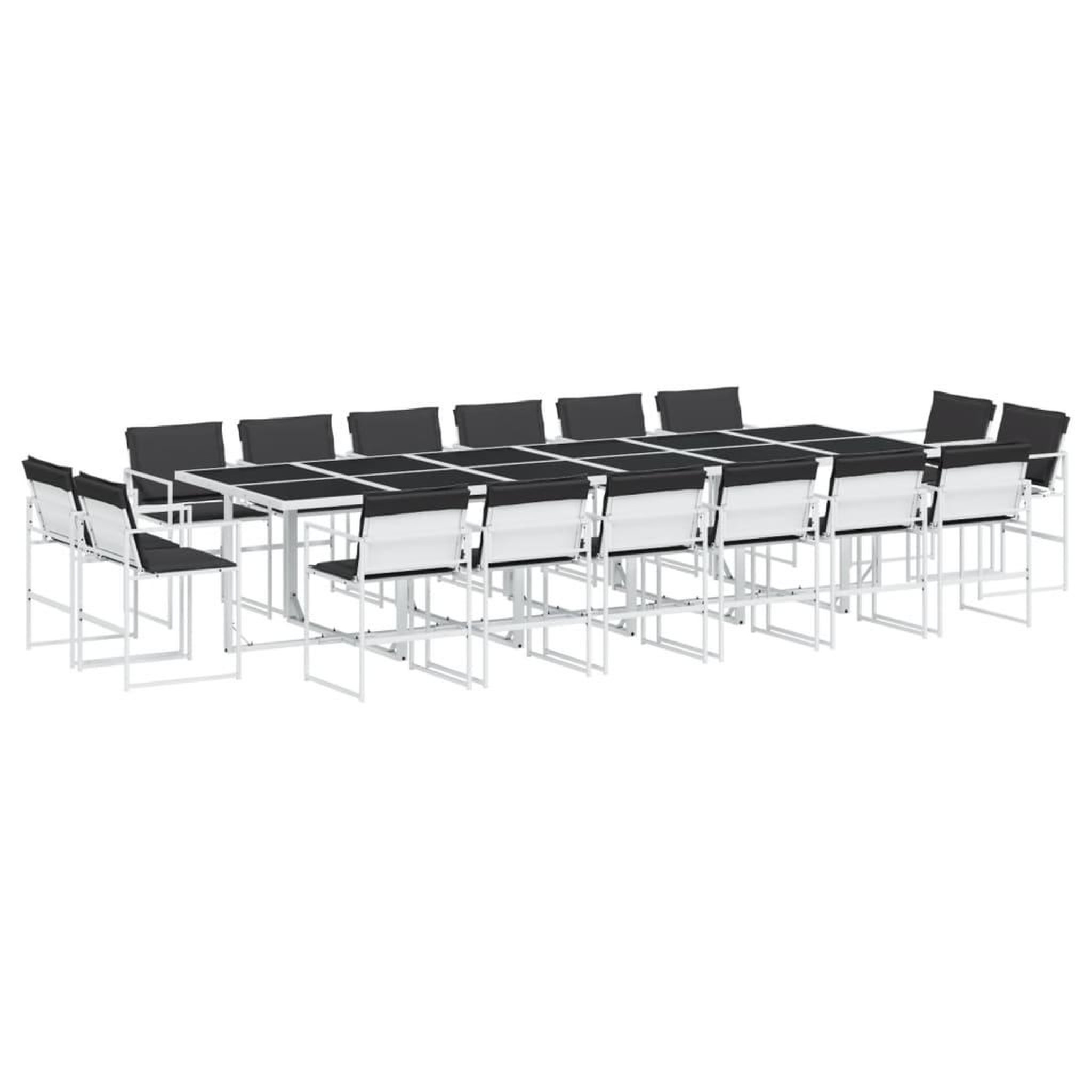 Voir la diapositive 2 : VIDAXL Ensemble a manger de jardin avec coussins 17pcs blanc textilene