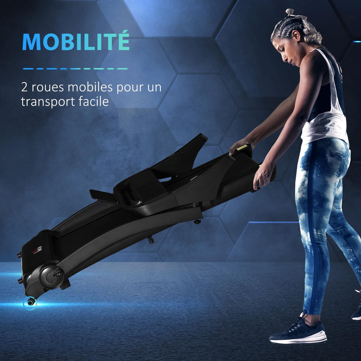 HOMCOM Tapis de course électrique pliable 1-14Km/h 550W grand écran LED multifonction 12 programmes clé sécurité acier ABS noir