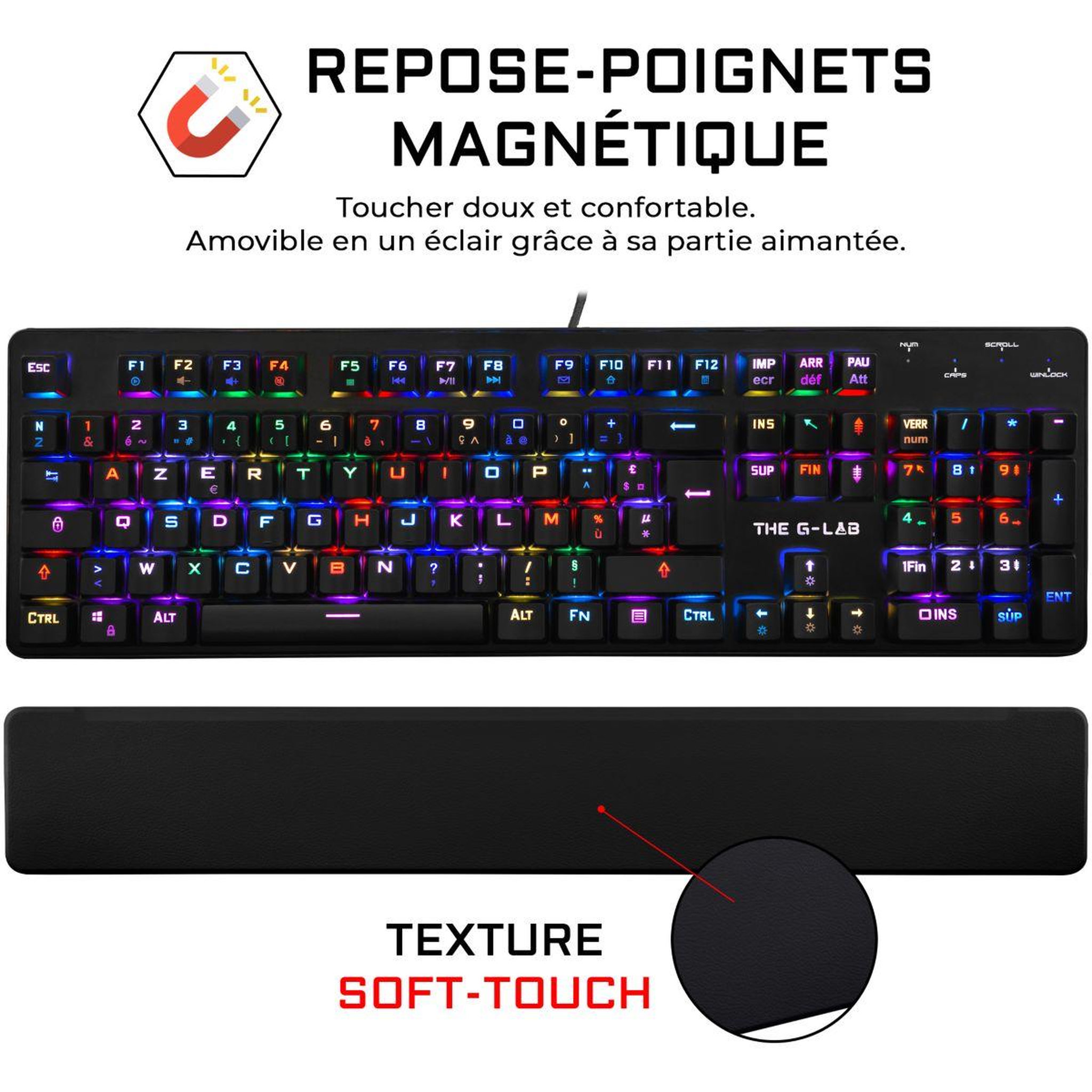 Voir la diapositive 4 : THE G-LAB Clavier gamer KEYZ-RUBIDIUM French Layout