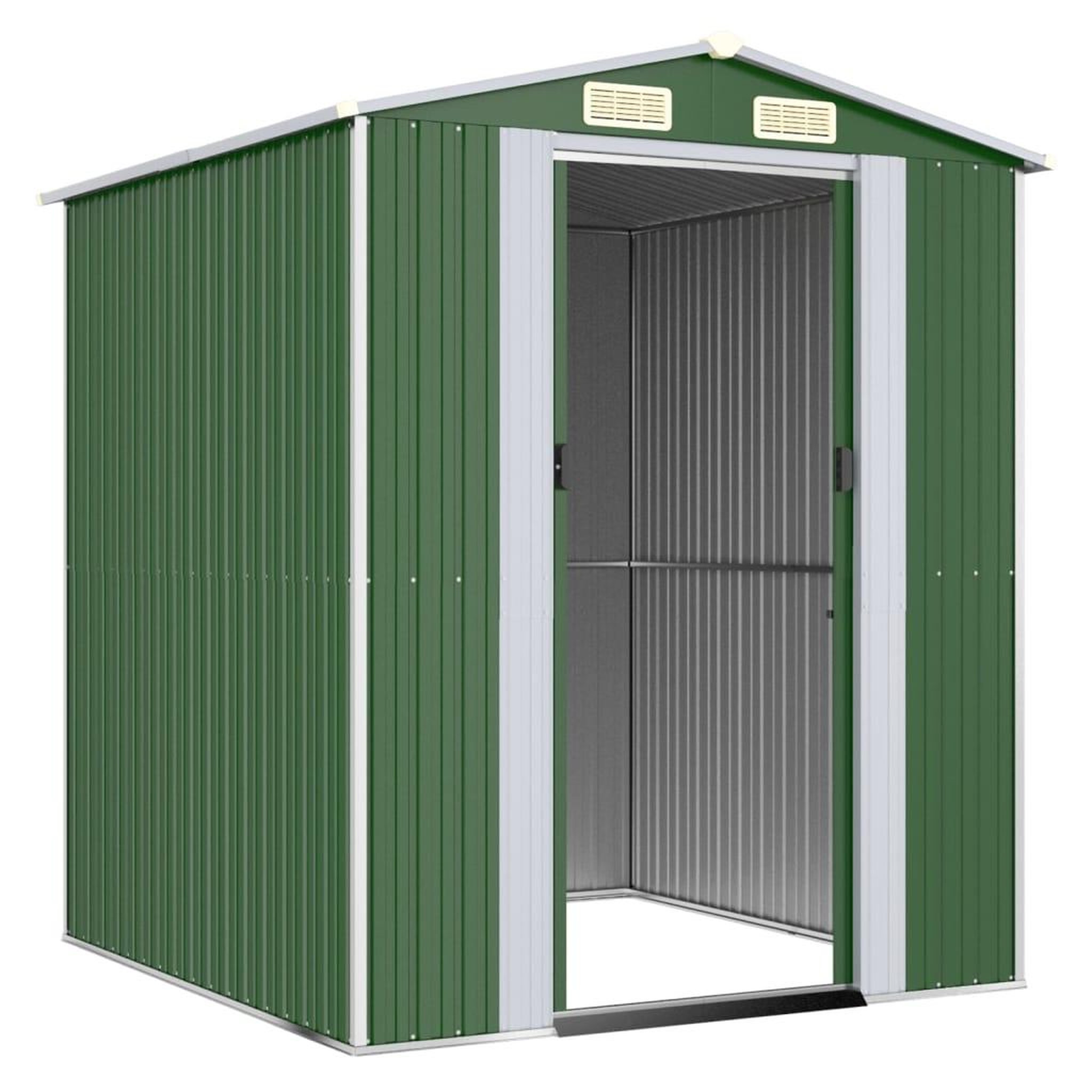Voir la diapositive 3 : VIDAXL Abri de jardin Vert 192x191x223 cm Acier galvanise