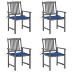 VIDAXL Chaises de jardin et coussins lot de 4 Gris Bois acacia massif