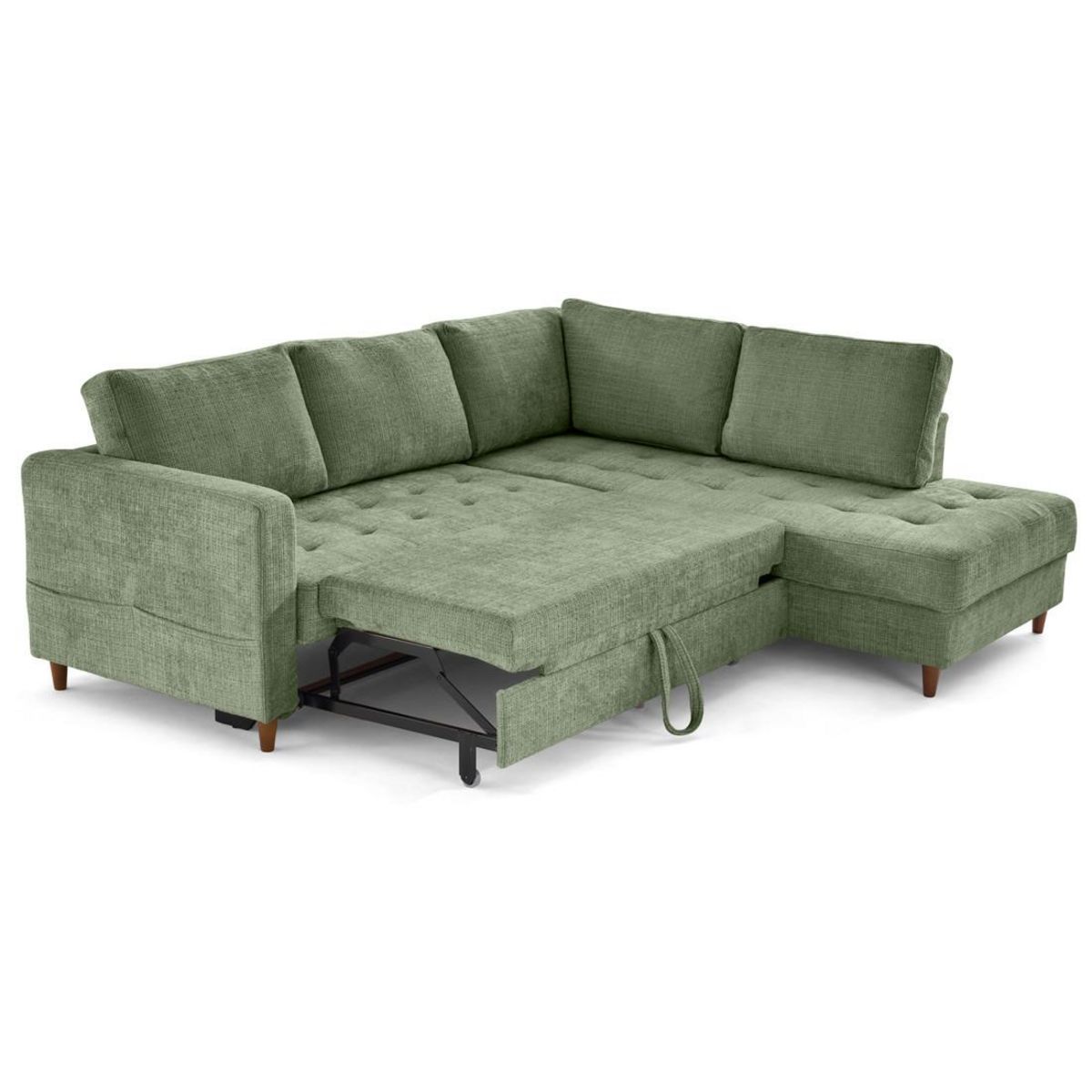 LISA DESIGN Anna - canapé d'angle droit 5 places convertible en velours texturé