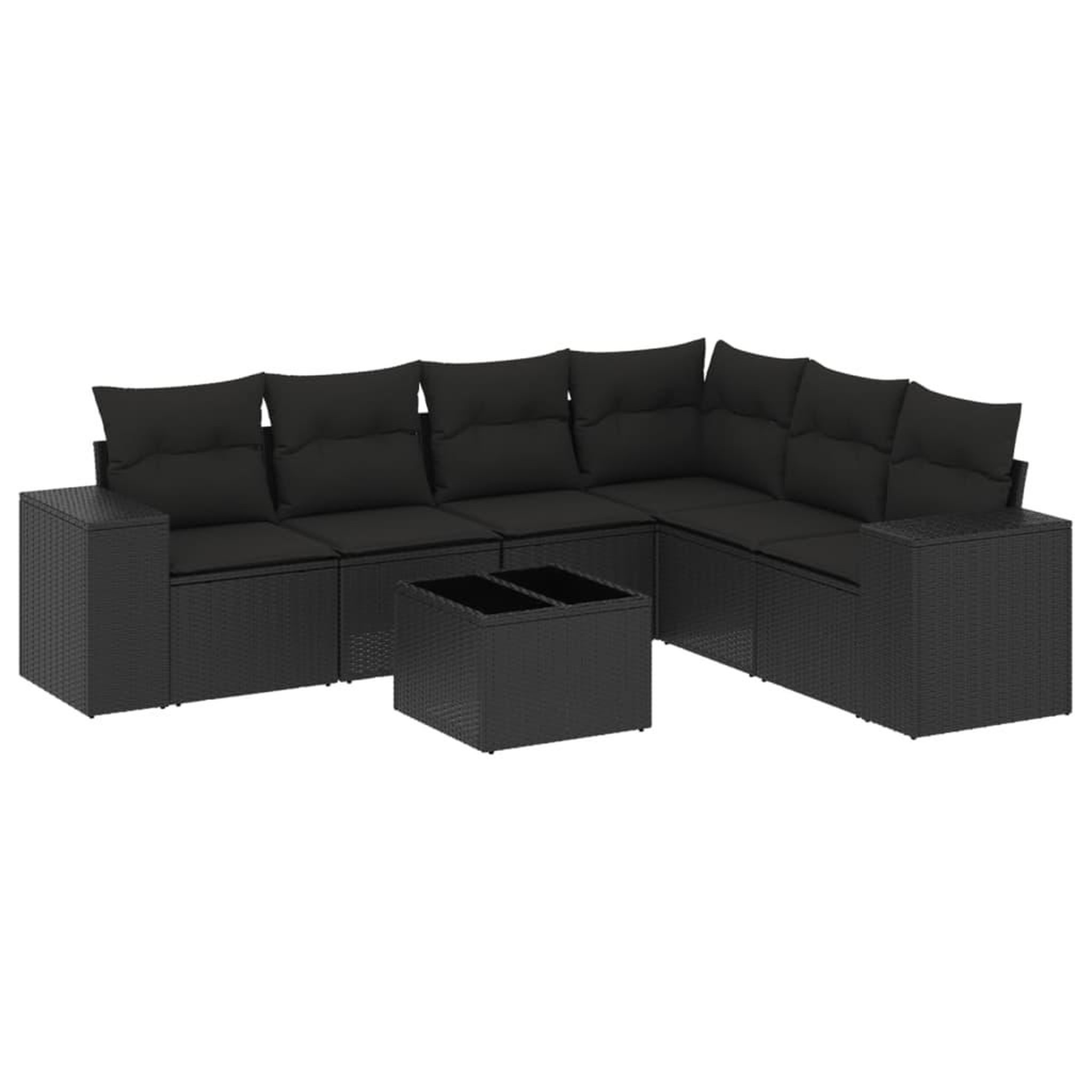 Voir la diapositive 2 : VIDAXL Salon de jardin 7 pcs avec coussins noir resine tressee