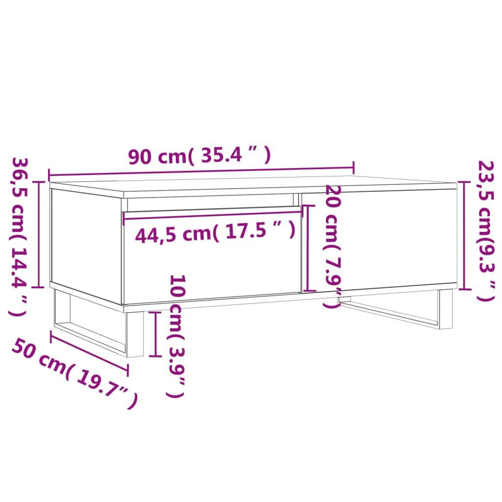 Voir la diapositive 6 : VIDAXL Table basse Chene marron 90x50x36,5 cm Bois d'ingenierie
