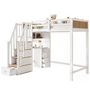 Voir la diapositive 1 : MERAX Lit combiné enfant 90x200cm bois et mdf coloris blanc+naturel