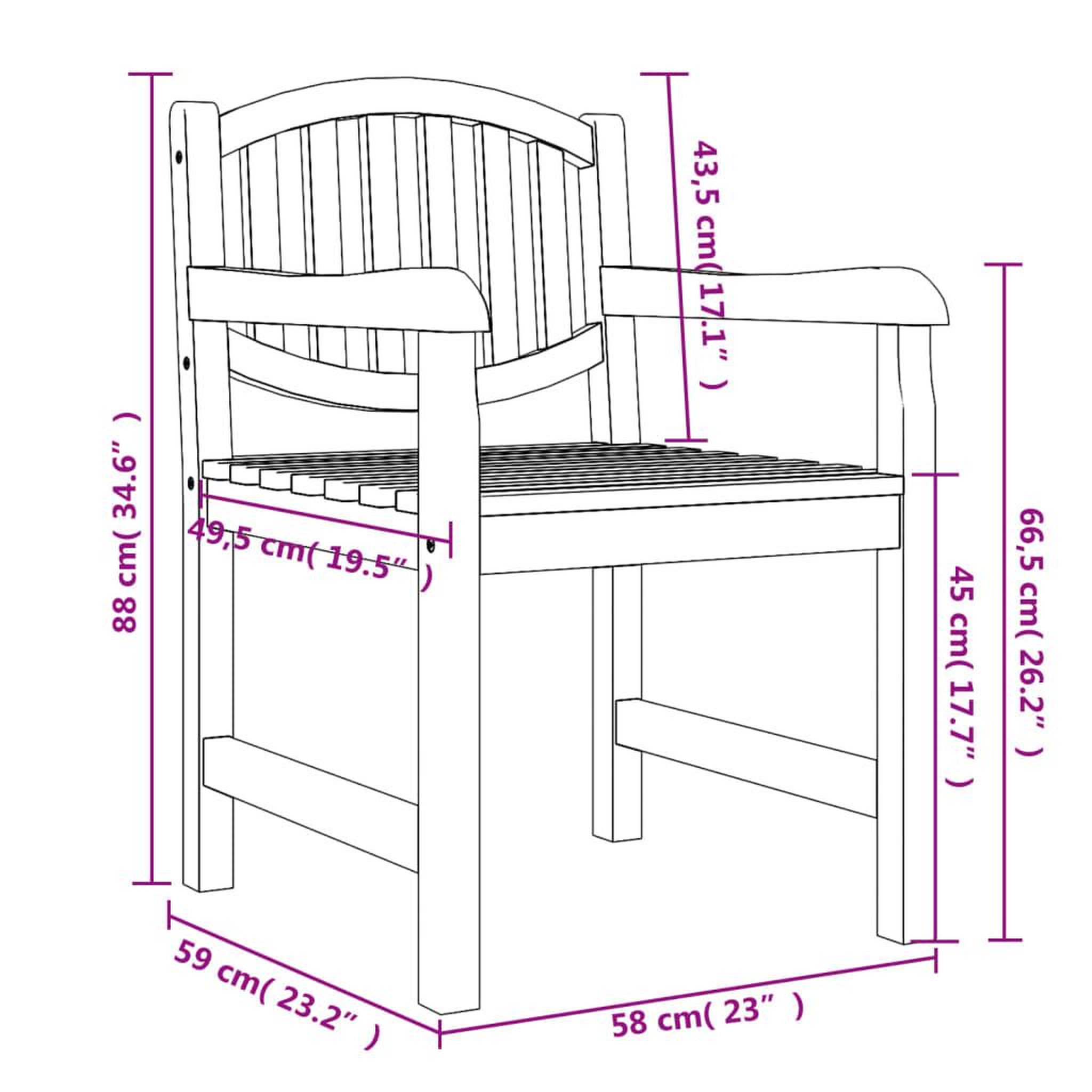 Voir la diapositive 6 : VIDAXL Chaises de jardin lot de 4 58x59x88 cm bois de teck solide