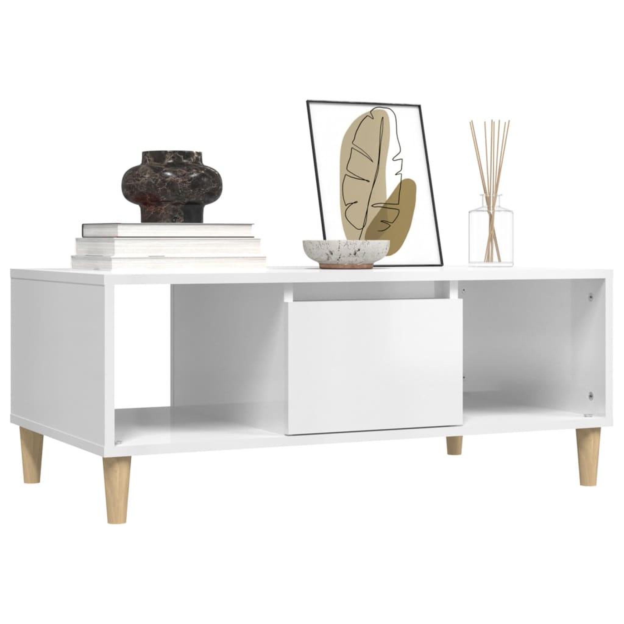 Voir la diapositive 4 : VIDAXL Table basse Blanc brillant 90x50x36,5 cm Bois d'ingenierie