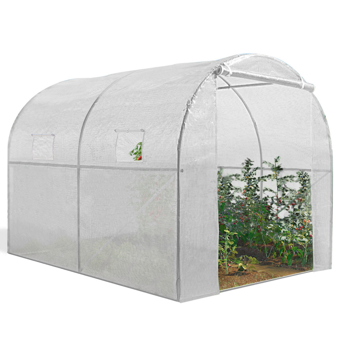 ID MARKET Serre tunnel de jardin 4 saisons 6M² blanche gamme maraîchère ROMA 2x3M