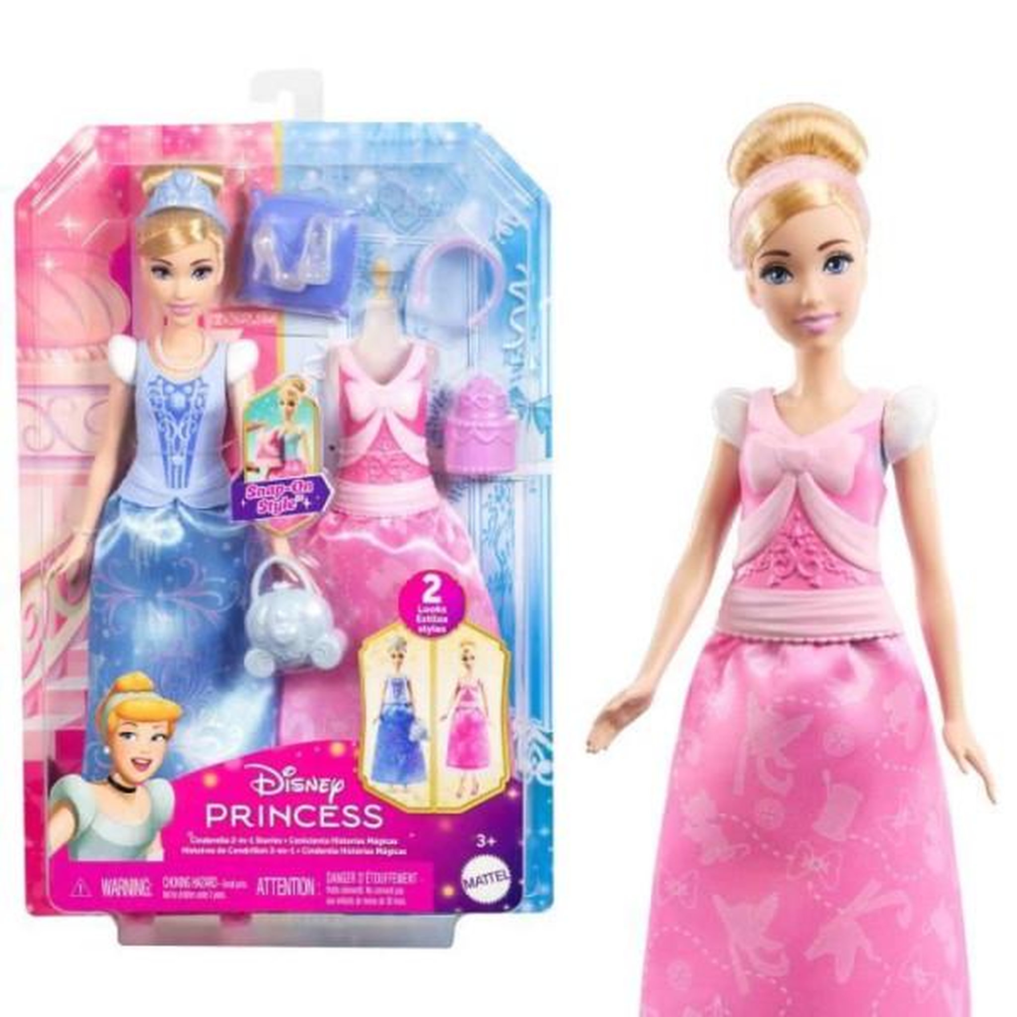 DISNEY PRINCESS Princesses disney-poupée cendrillon et tenues-coffret avec accessoires - 3 ans+- jcr95