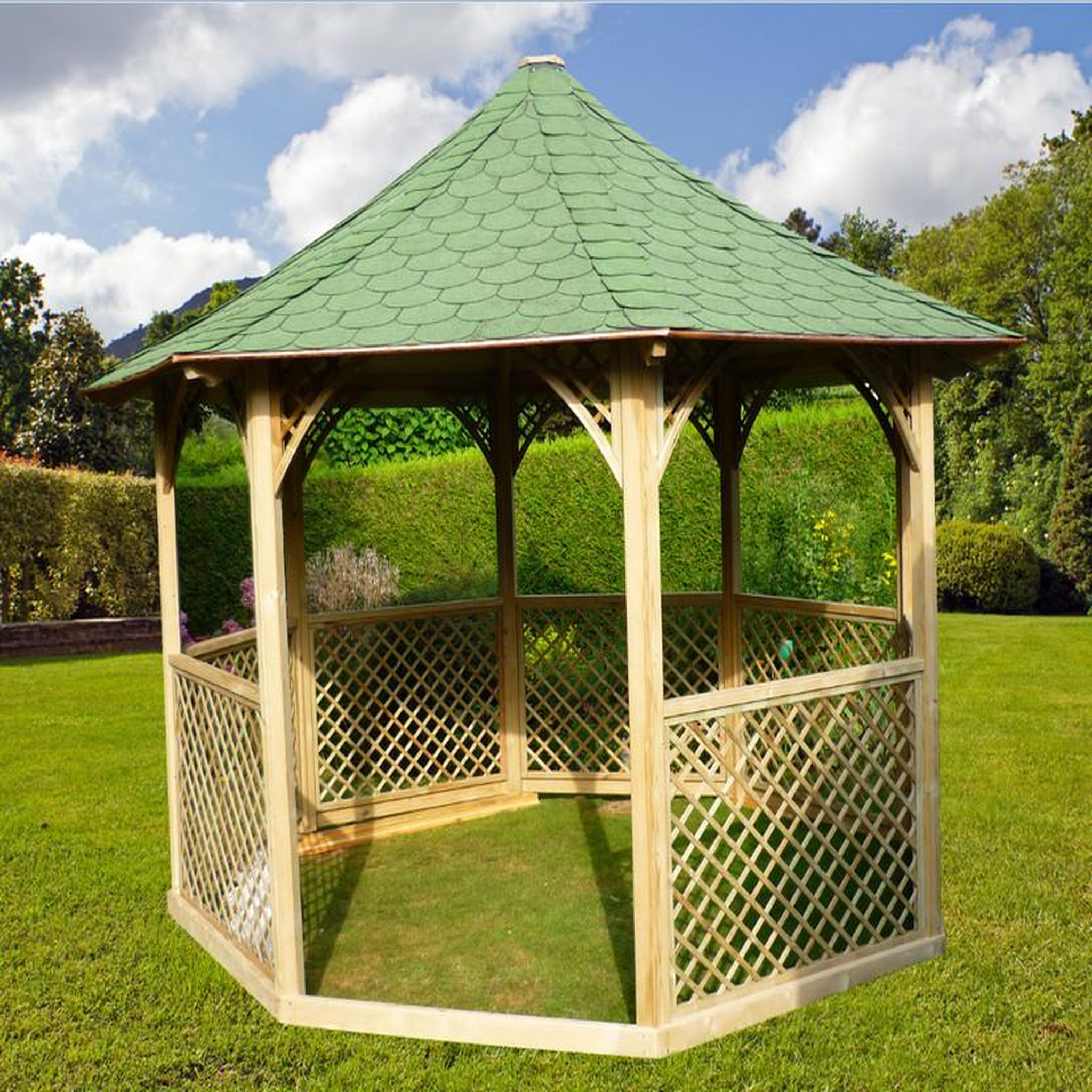 Voir la diapositive 3 : Hisense Pavillon octogonal 8.78m² bois naturel - kic35