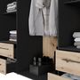 Voir la diapositive 5 : MARKET24 Armoire de chambre - MOKKARIS - Chene Artisan / Noir - 3 portes - 144,4 x 58,8 x 200,1 cm