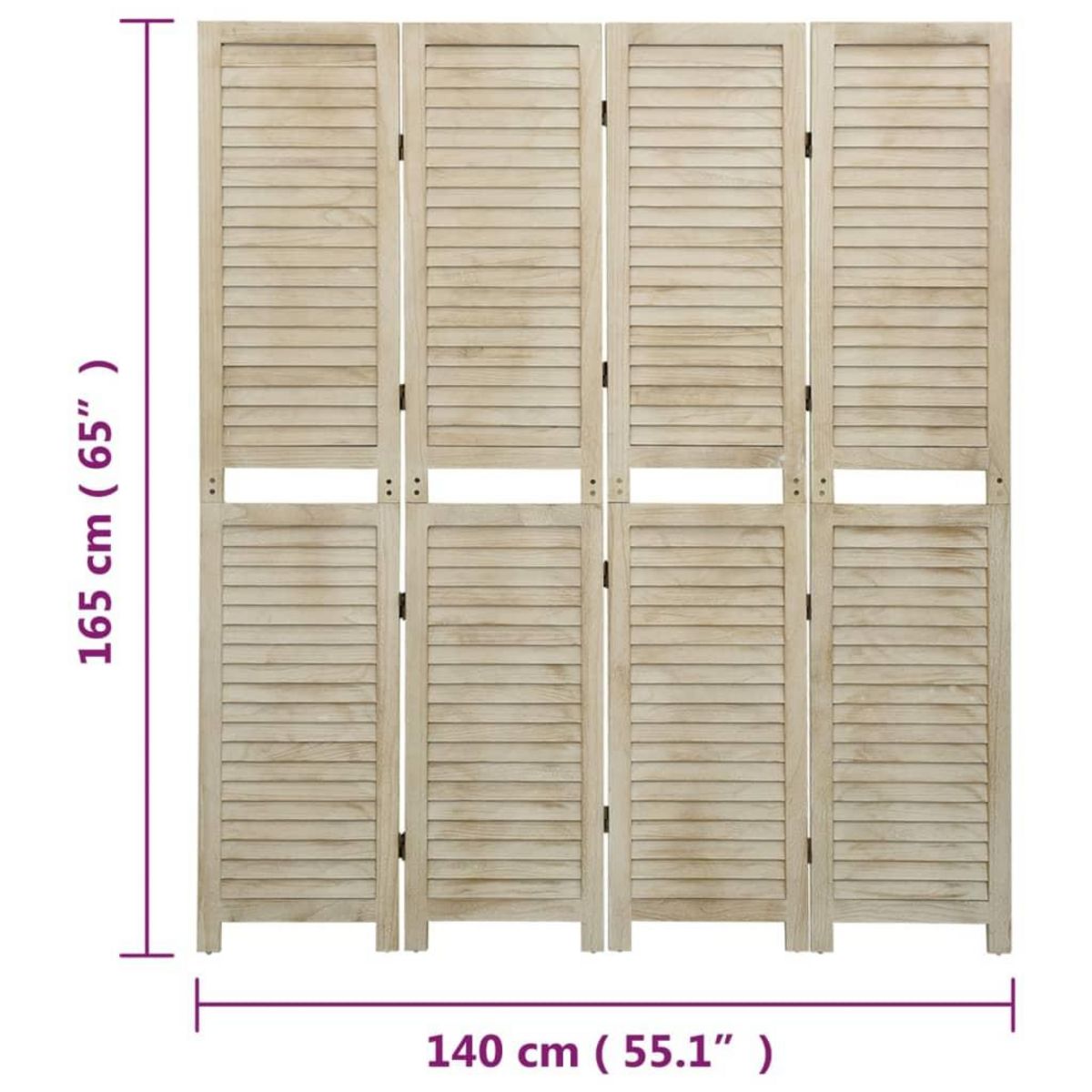 VIDAXL Cloison de separation 4 panneaux 140x165 cm Bois de Paulownia