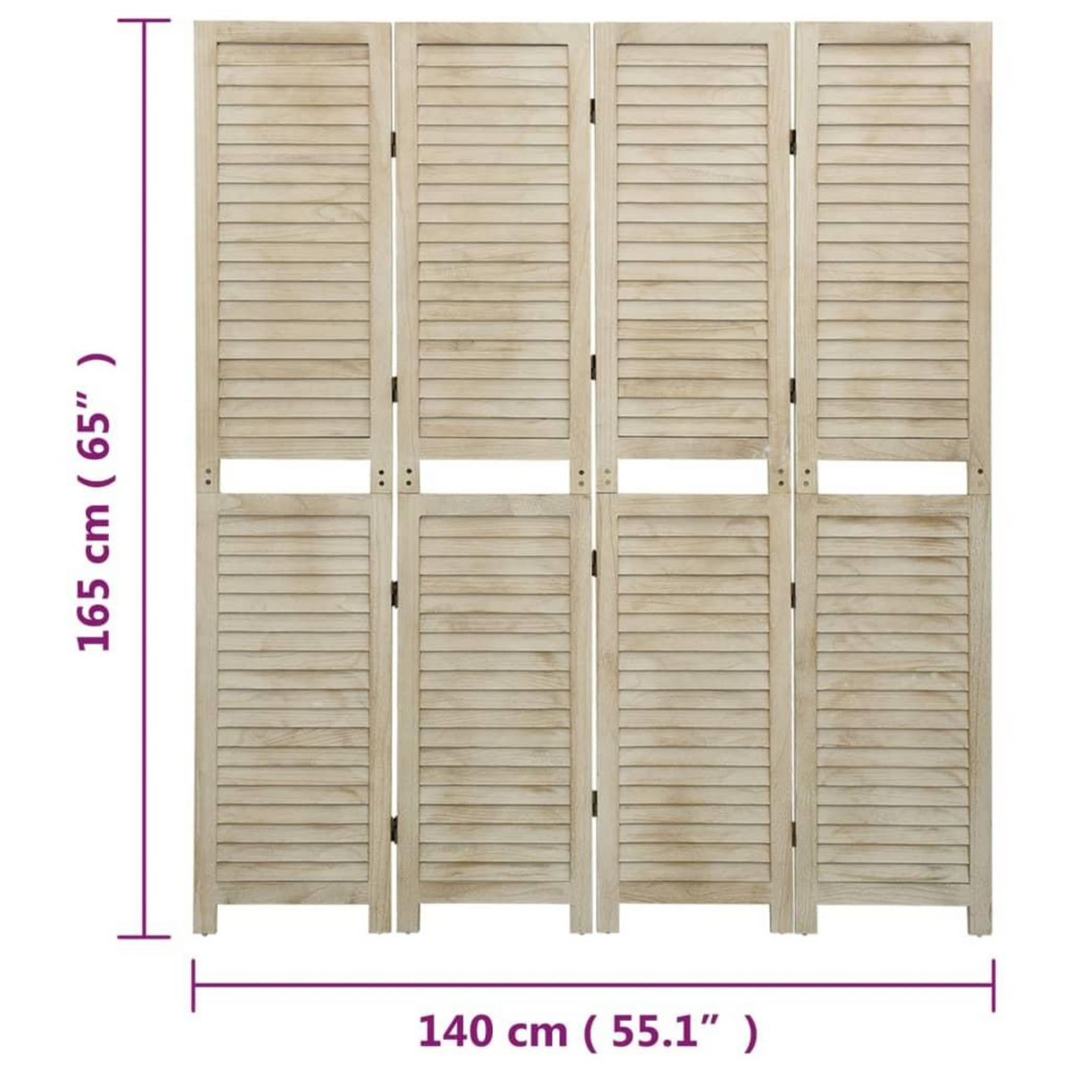 VIDAXL Cloison de separation 4 panneaux 140x165 cm Bois de Paulownia