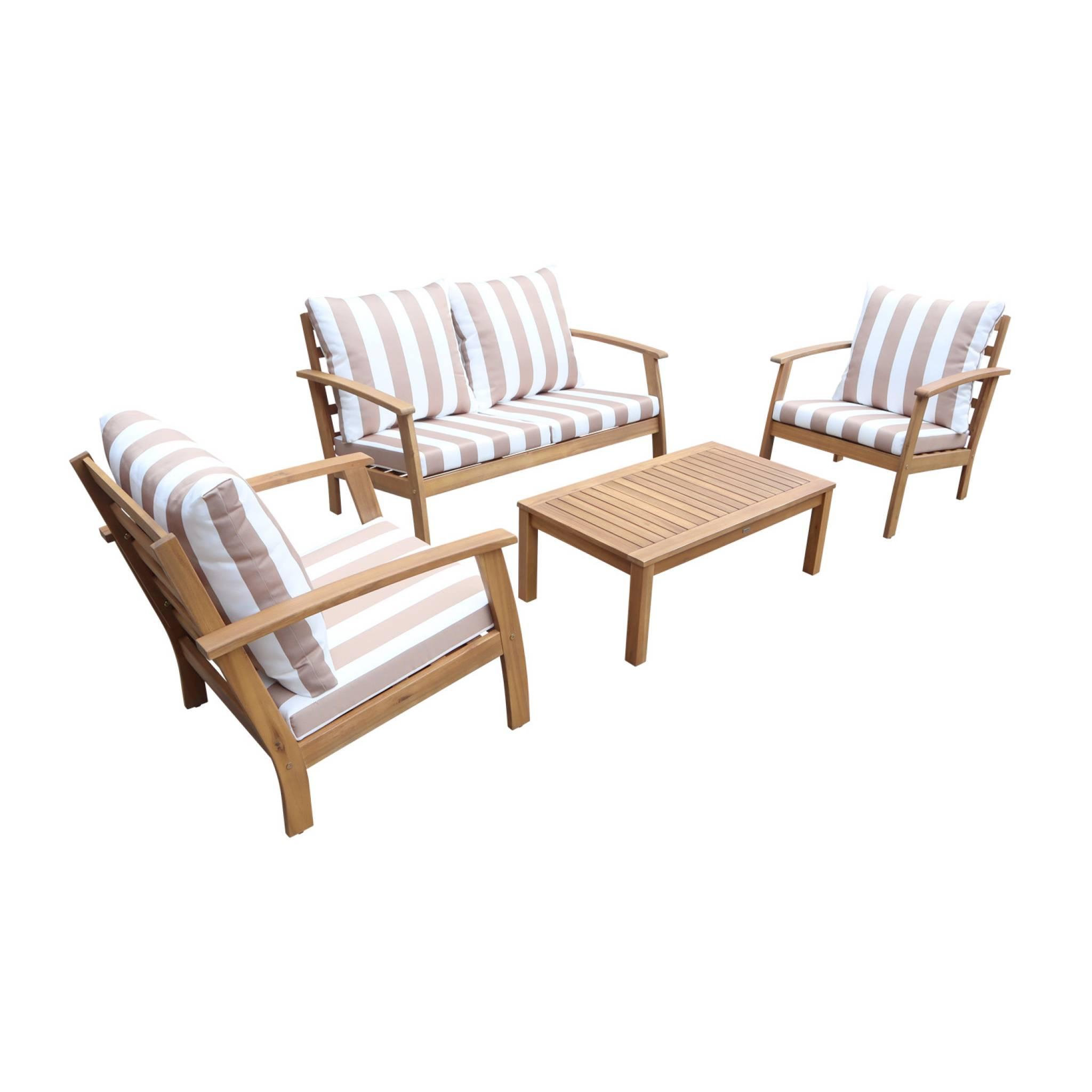 Voir la diapositive 1 : SWEEEK Salon de jardin en bois 4 places - Ushuaïa - Canapé, fauteuils et table basse en acacia, design