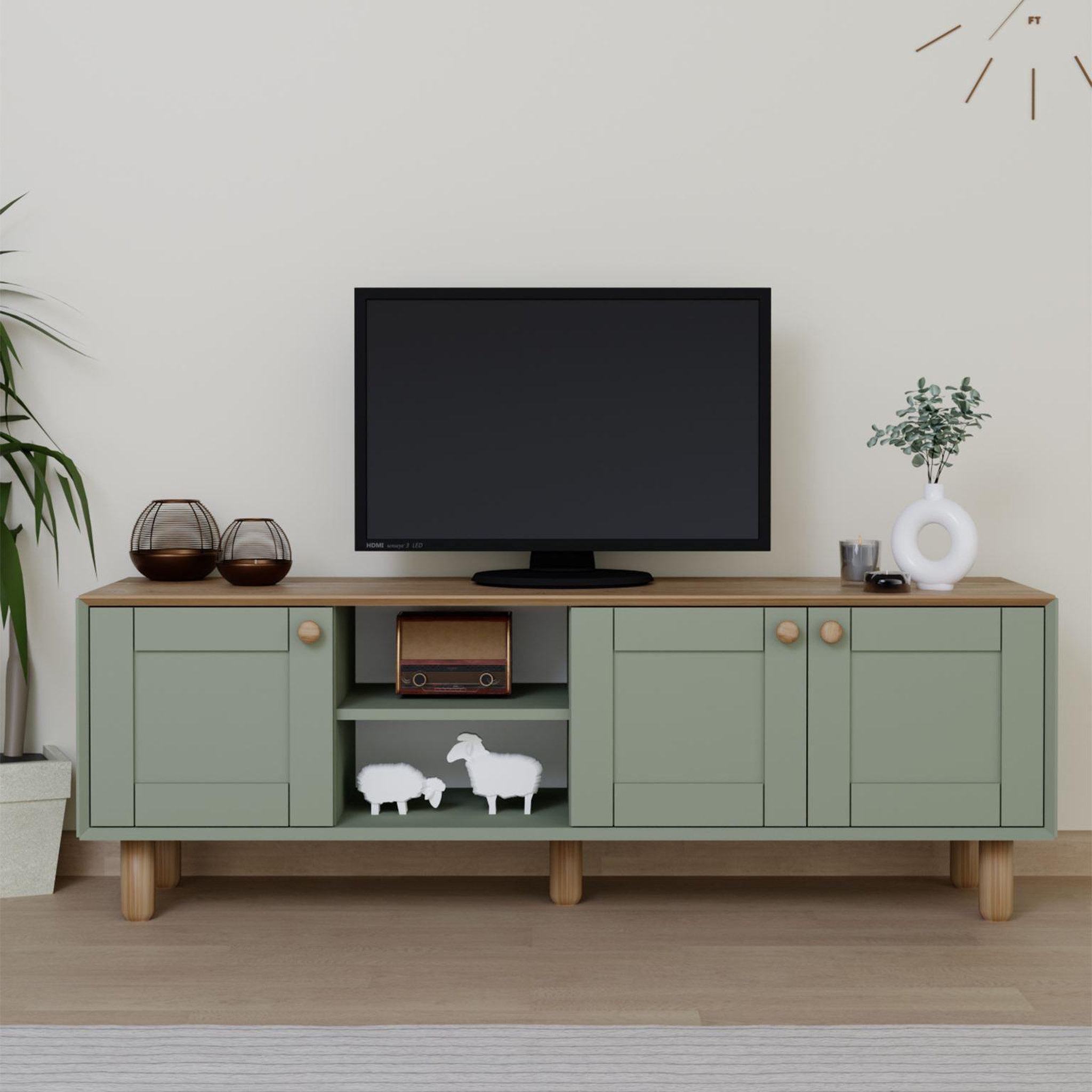 Voir la diapositive 2 : Habitat et Jardin Meuble TV en bois  Mia  - 160 x 40 x 56 cm - Vert