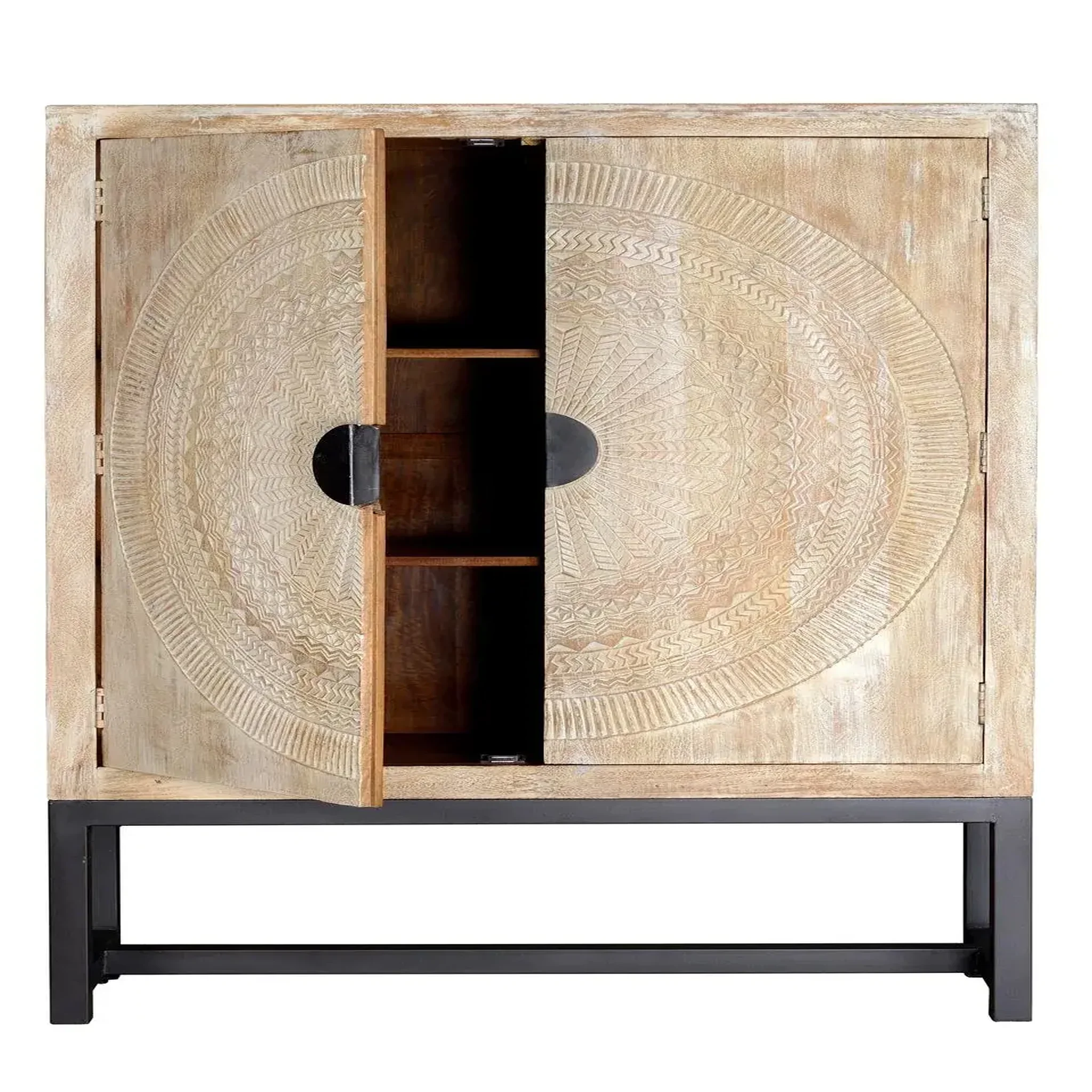 Voir la diapositive 2 : GINER Y COLOMER SL Armoire en bois de manguier 124cm style ethnique rustique