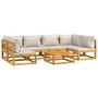 Voir la diapositive 3 : VIDAXL Salon de jardin 7 pcs avec coussins gris clair bois massif