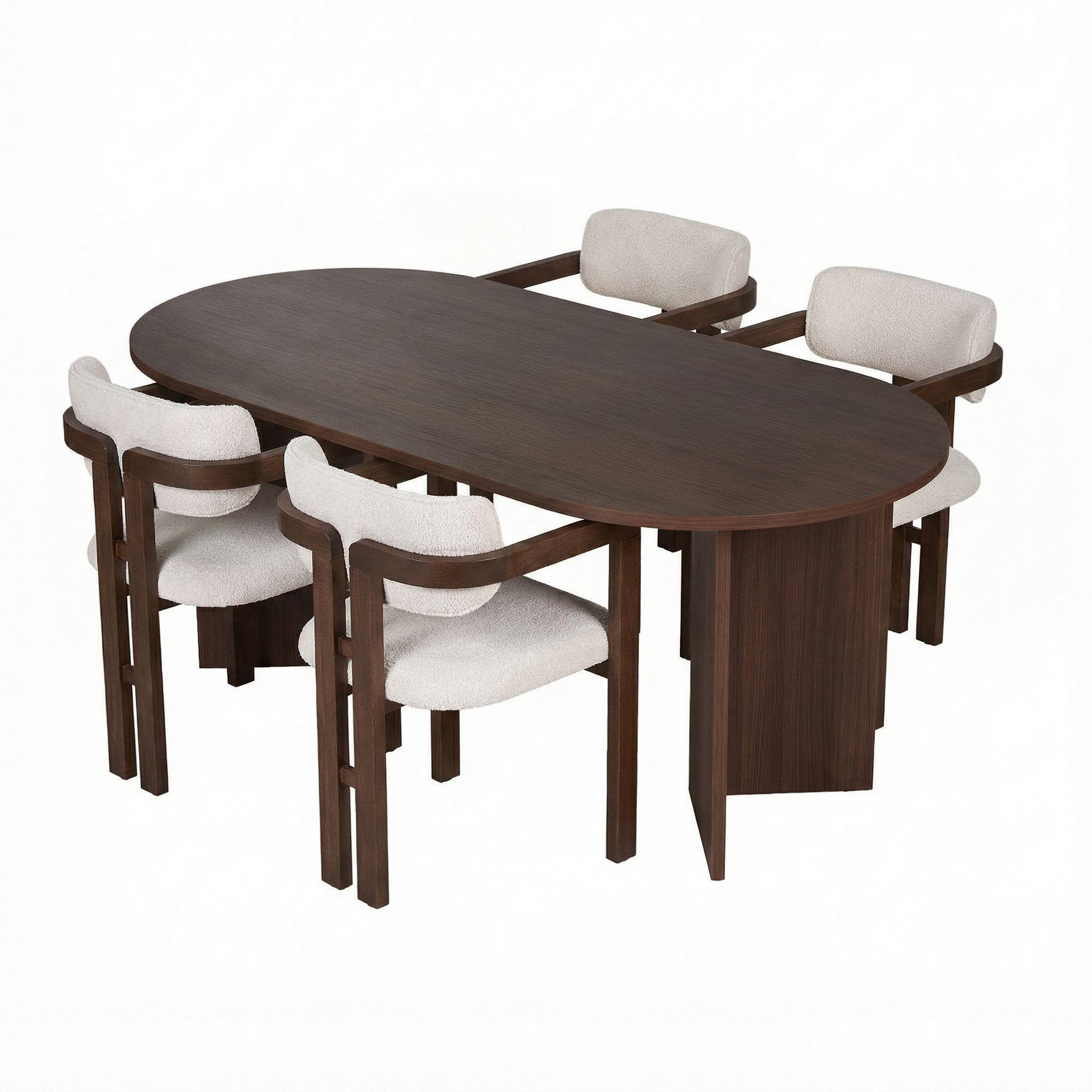 Habitat et Jardin Ensemble Table et Chaises (5 Pièces) en bois  Meridia 4  - 180 x 90 x 75 cm - Blanc
