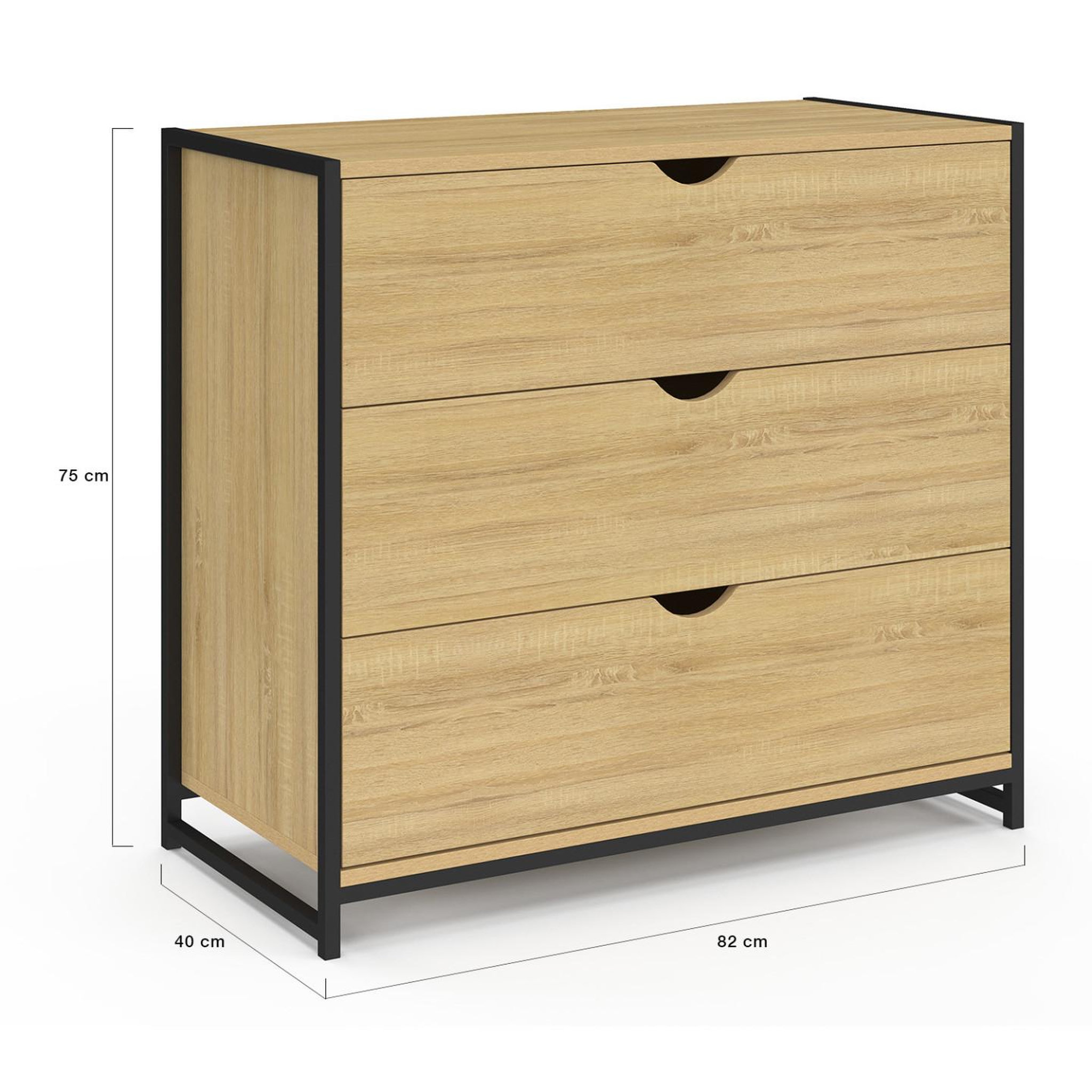 Voir la diapositive 5 : ID MARKET Commode 3 tiroirs detroit 80 cm design industriel