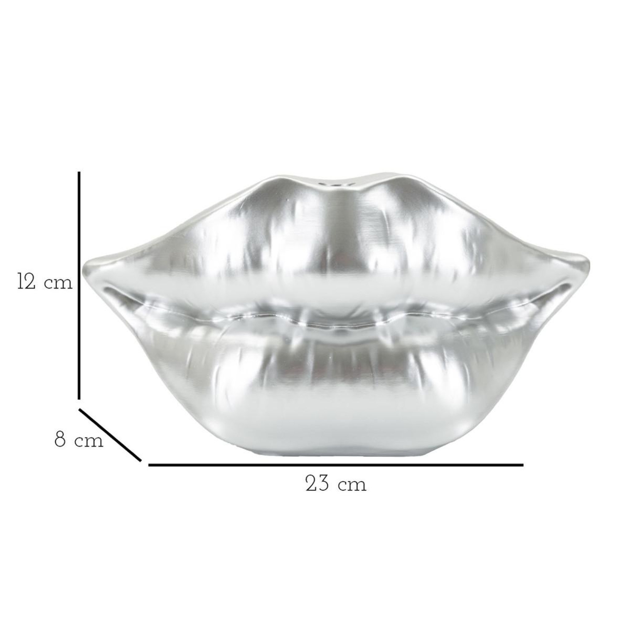 Voir la diapositive 6 : Paris Prix Vase déco en résine  mouth  23cm argent