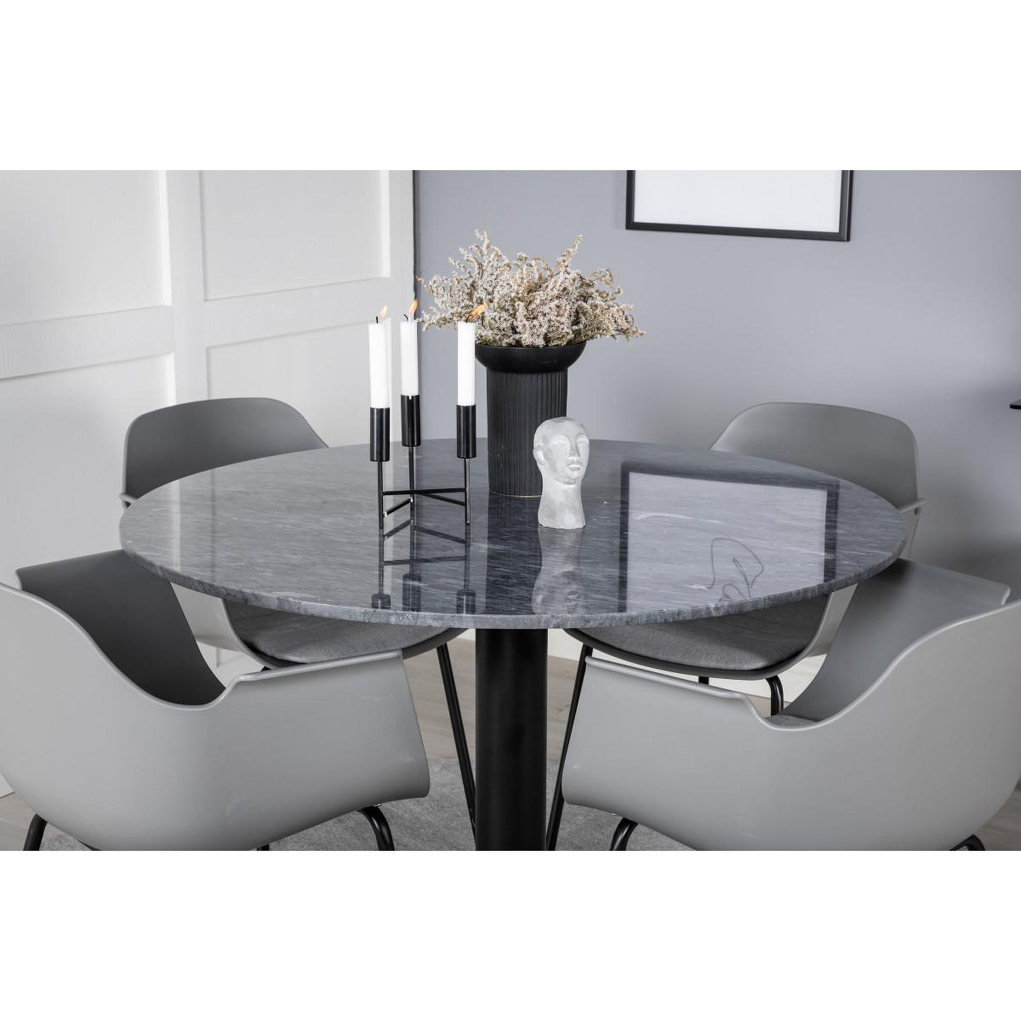 Voir la diapositive 6 : Paris Prix Ensemble Table à Manger & 4 Chaises  Estelle I & Comfort  106cm Gris Foncé & Gris