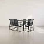 BEST MOBILIER Murillo - ensemble table et chaises de jardin - 6 personnes - noir et gris. Coloris disponibles : Bicolore