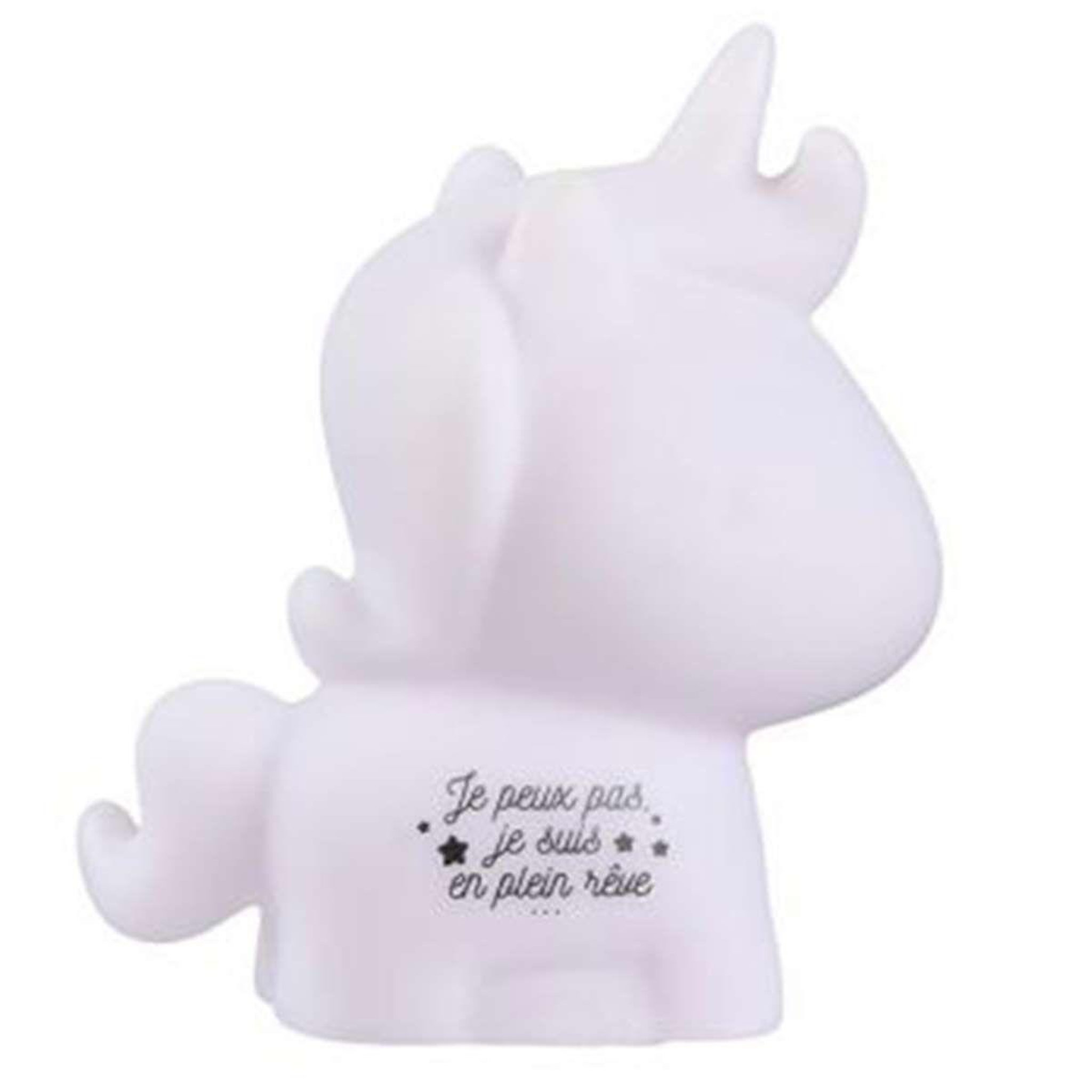 HOME DECO KIDS Veilleuse enfant à poser  licorne  10cm blanc