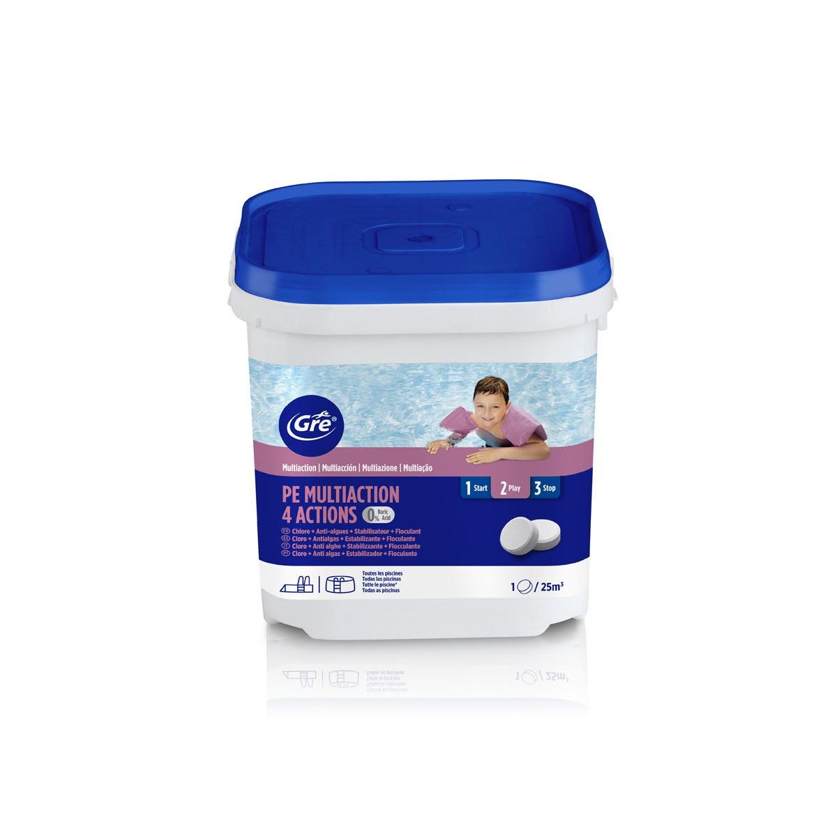 GRE Chlore 4 actions sans acide borique 5 kg - Gré