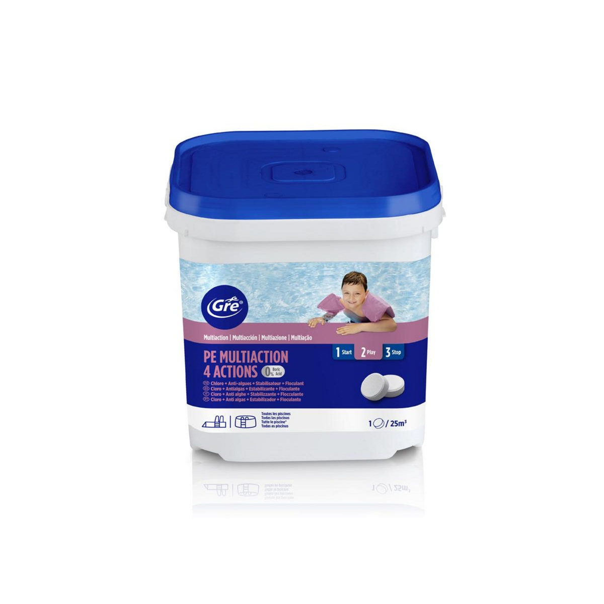 GRE Chlore 4 actions sans acide borique 5 kg - Gré