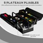 Voir la diapositive 5 : HOMCOM Boite à outils métallique - coffret à outils - caisse à outils 3 niveaux 5 plateaux rétractables - tôle acier noir