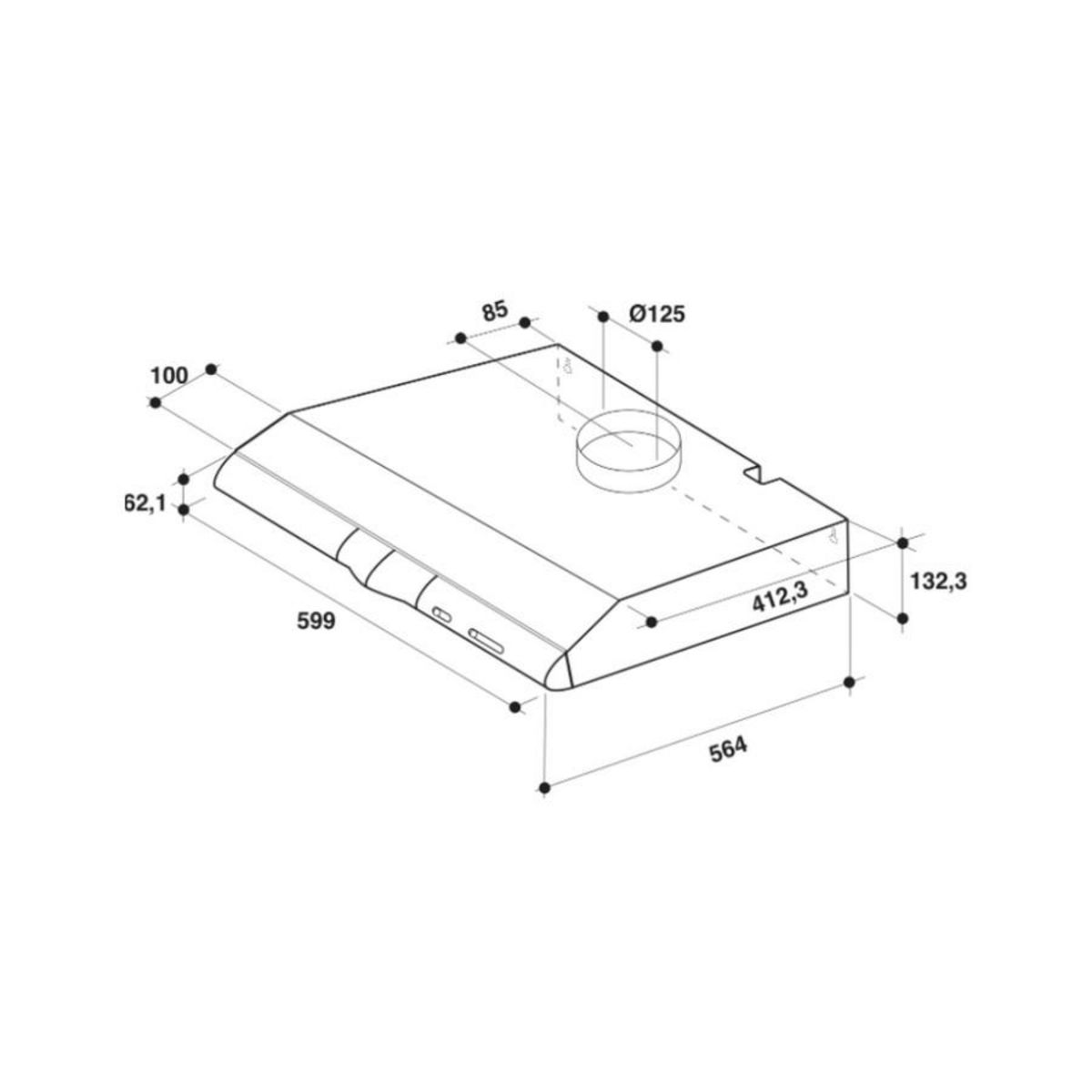 Whirlpool Hotte visière 60cm 270m3/h inox - WCN65FLX