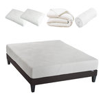 OLYMPE LITERIE OLYMPE LITERIE | Pack Prêt à dormir OSLO | Matelas Mémoire de forme + Sommier + Accessoires. Coloris disponibles : Blanc