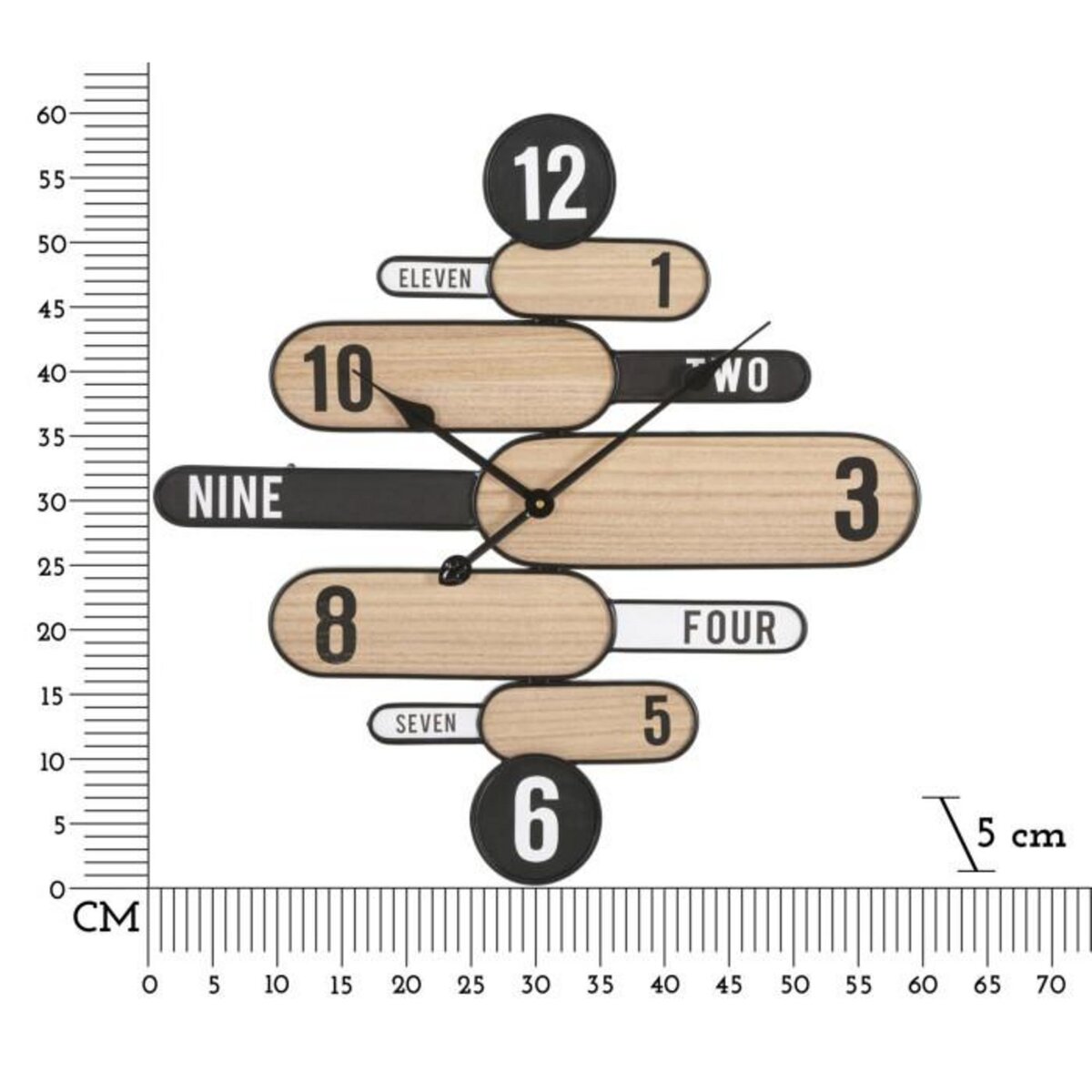 Paris Prix Horloge Murale Design  Direction  60cm Naturel & Noir