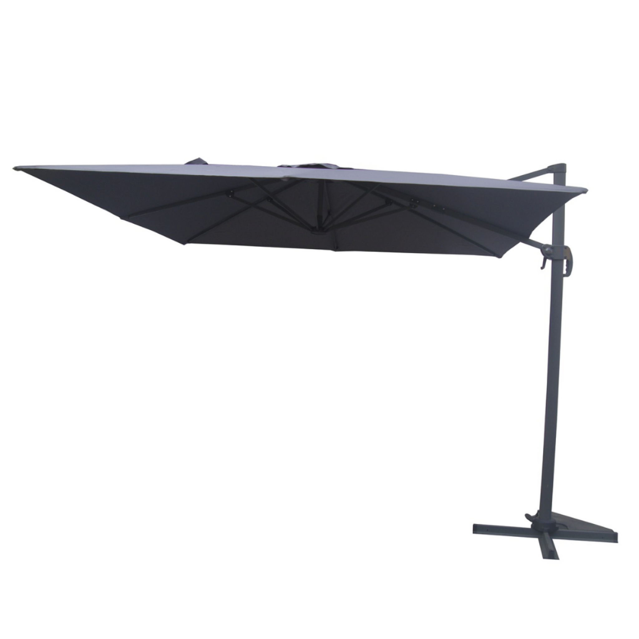 Voir la diapositive 5 : CONCEPT USINE Parasol gris déporté carré 3 x 3 m rotatif à 360 palatino