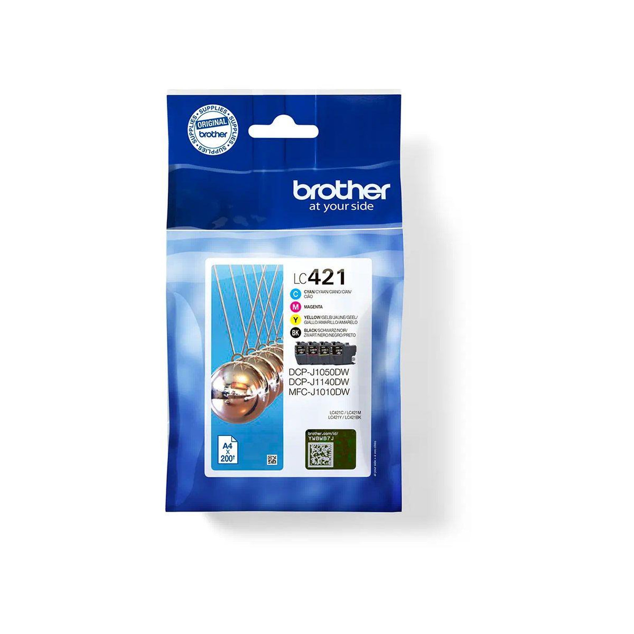 Brother Cartouche d'encre Pack Multipack 4 Originales LC421 (Noir + 3 Couleurs) - LC421VAL