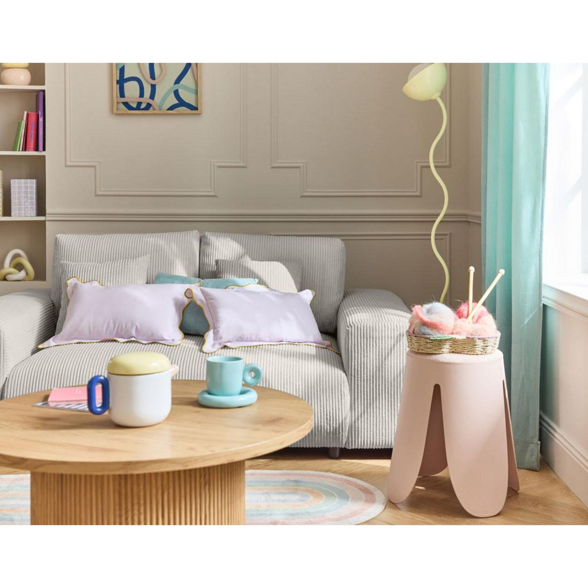 LISA DESIGN Garance - canapé droit 2 places - en velours côtelé