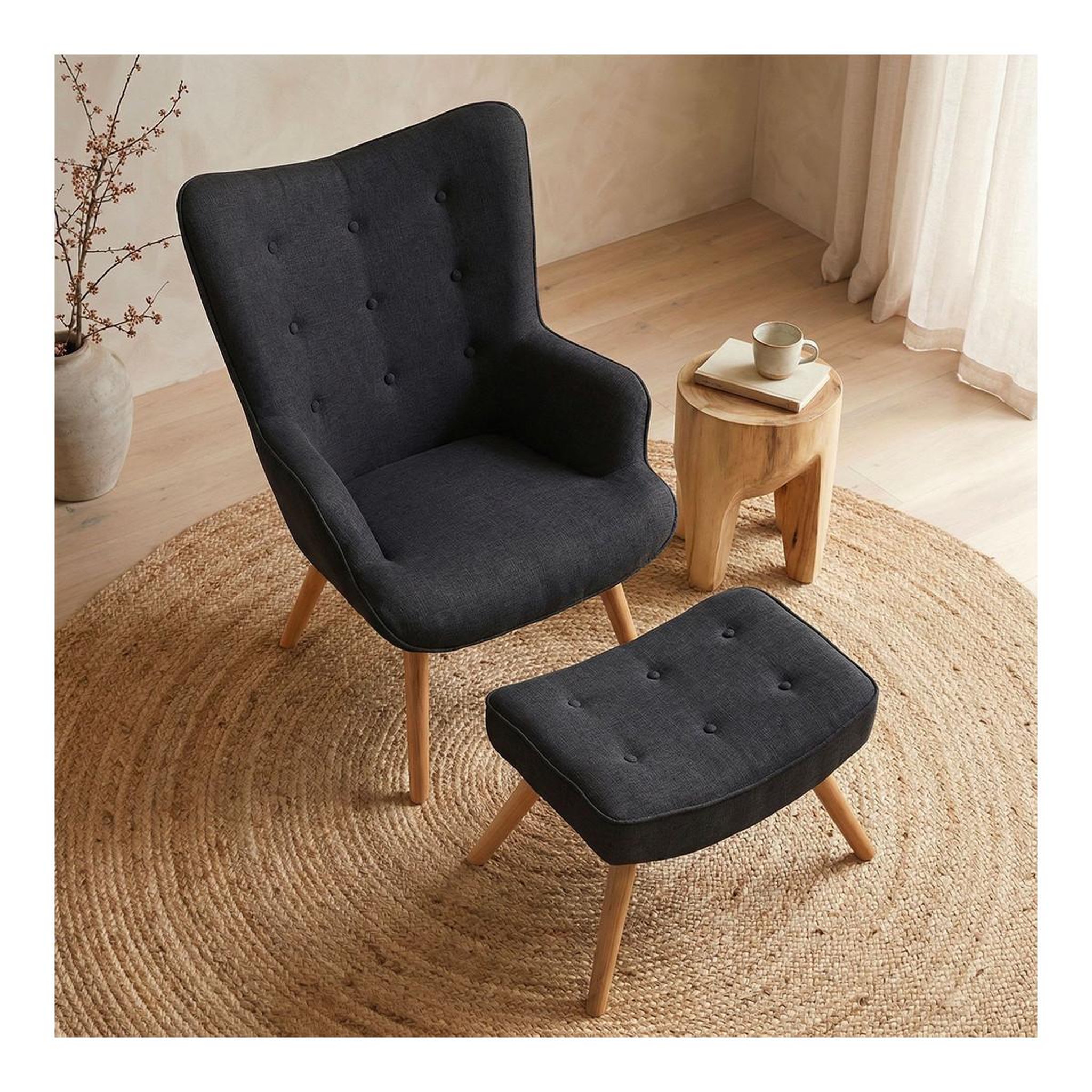 Voir la diapositive 6 : Paris Prix Fauteuil & pouf scandinave  orle  98cm noir