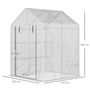 Voir la diapositive 3 : OUTSUNNY Serre de jardin 2 tablettes dim. 1,43L x 1,43l x 1,95H m porte déroulante acier PE haute densité 140 g/m² transparent blanc