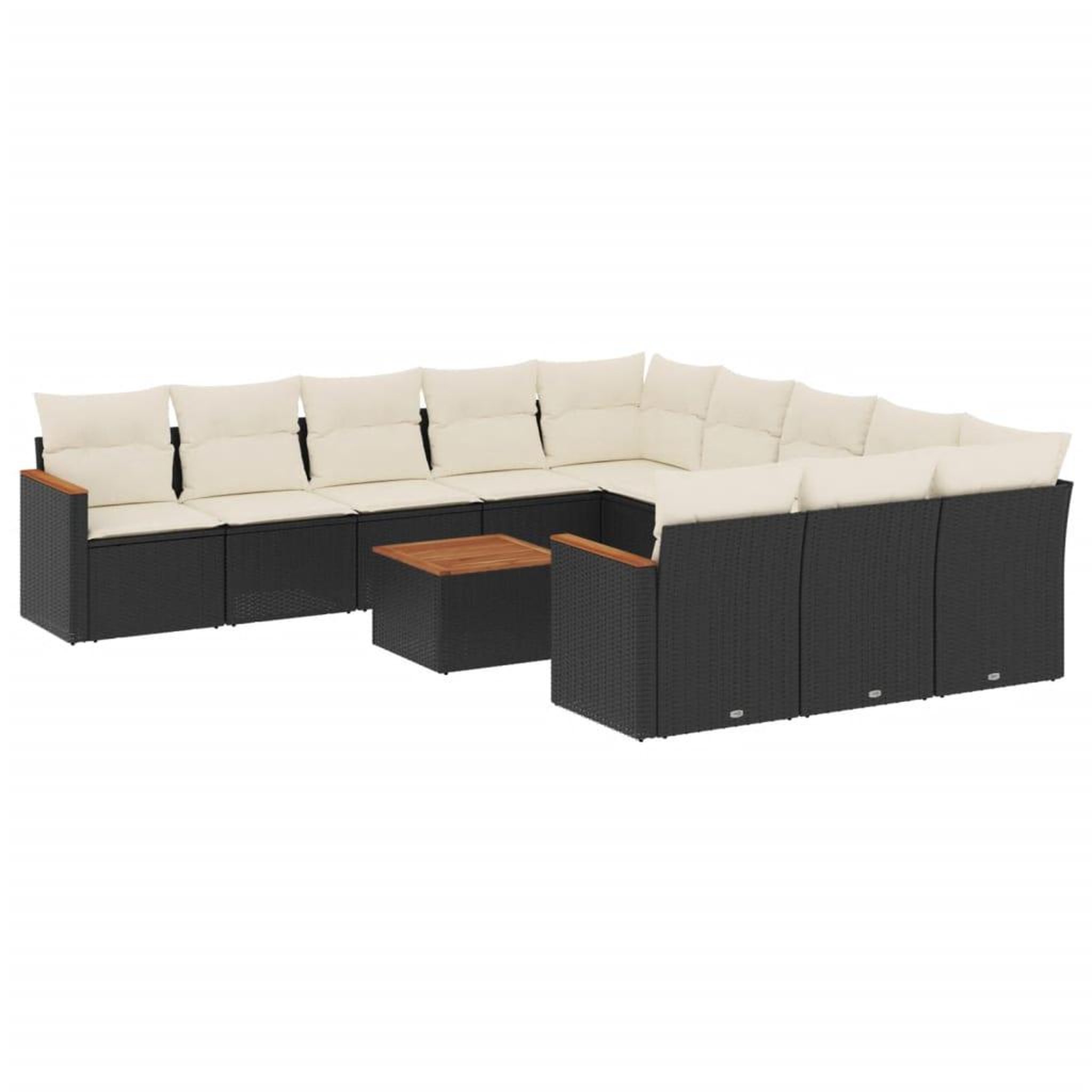 Voir la diapositive 2 : VIDAXL Salon de jardin 12 pcs avec coussins noir resine tressee
