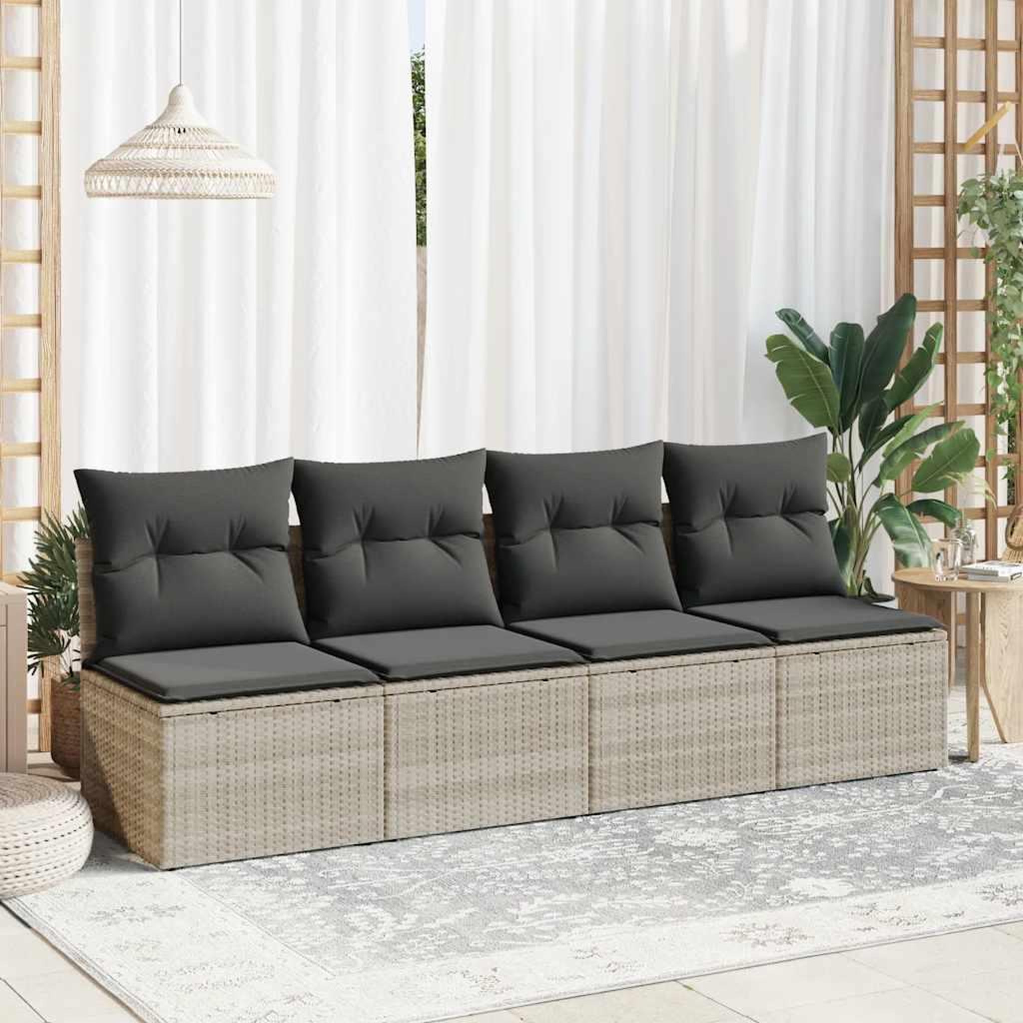 Voir la diapositive 3 : VIDAXL Salon de jardin 2 pcs avec coussins gris clair polyrotin acacia