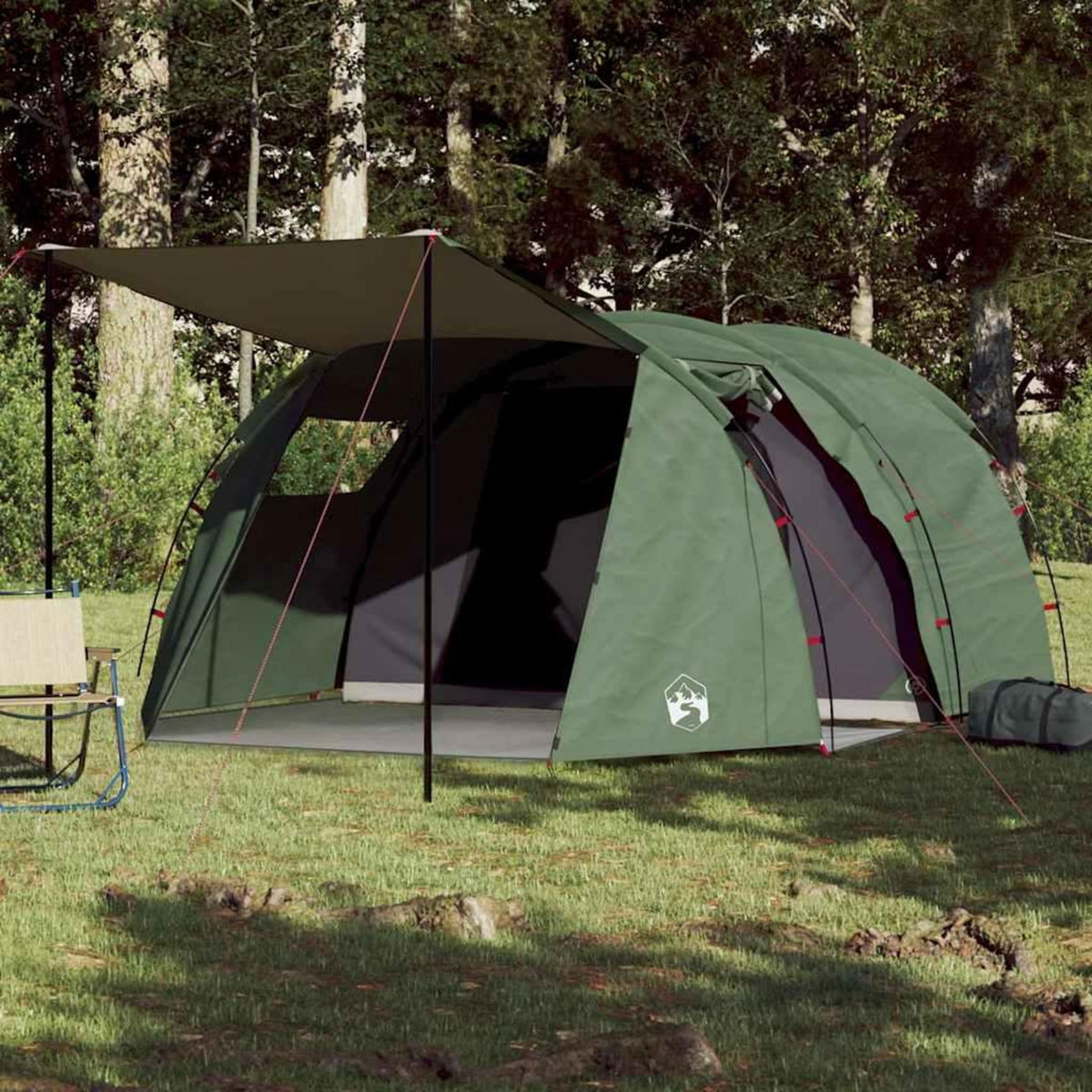 VIDAXL Tente de camping tunnel 4 personnes vert impermeable