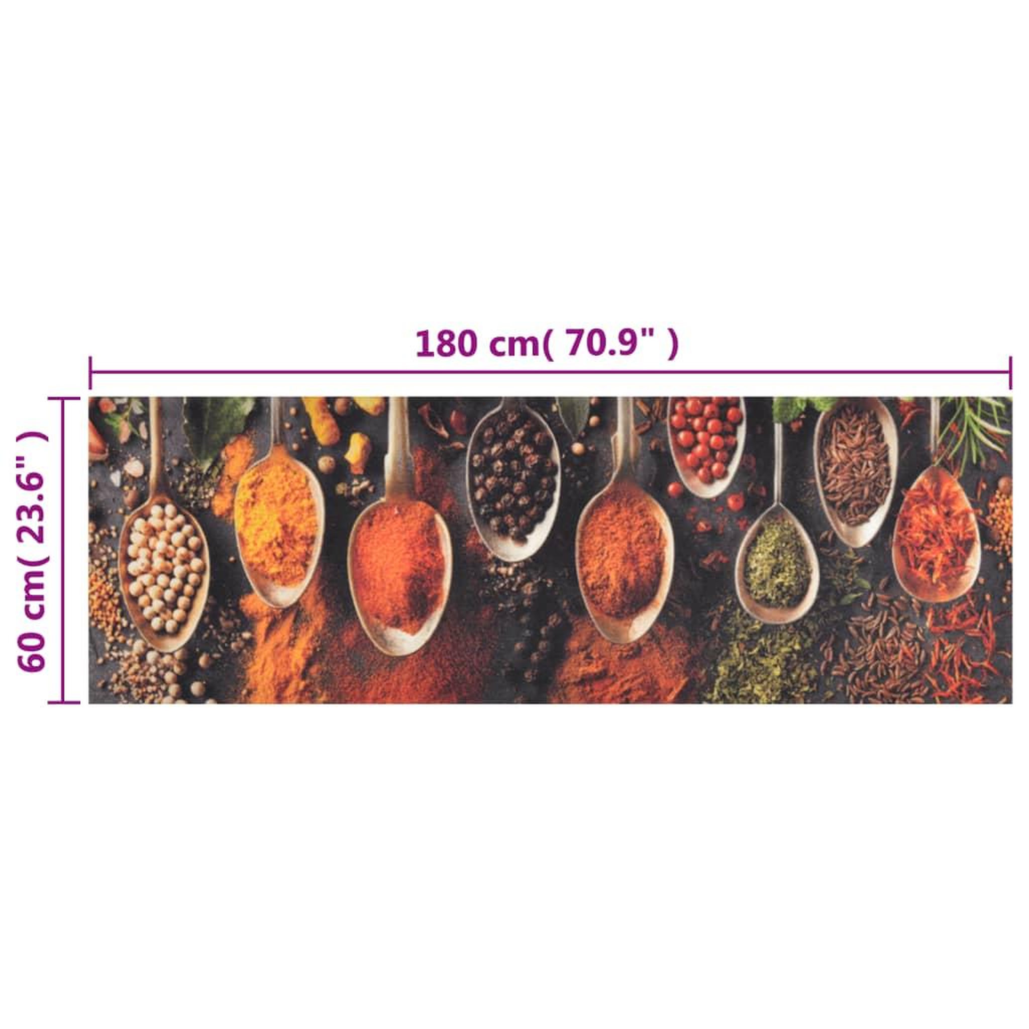 Voir la diapositive 6 : VIDAXL Tapis de cuisine lavable impression cuillere epices 60x180 cm