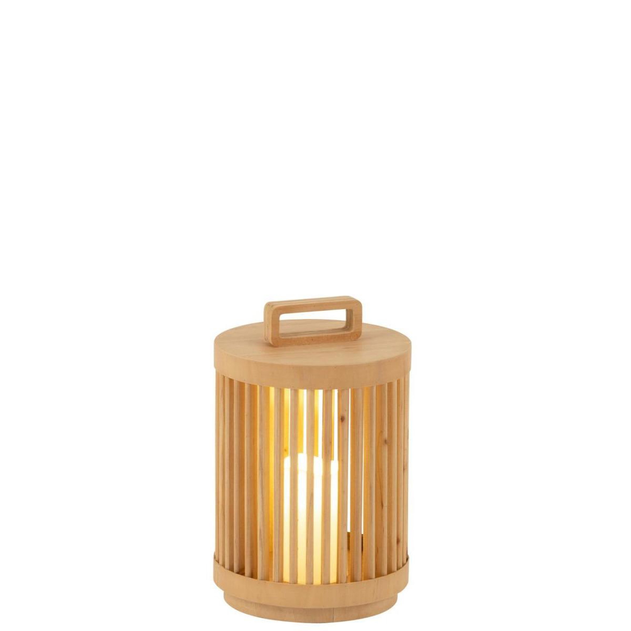 Voir la diapositive 2 : J-LINE Lampe à poser à led en bois  cylindrique  32cm naturel