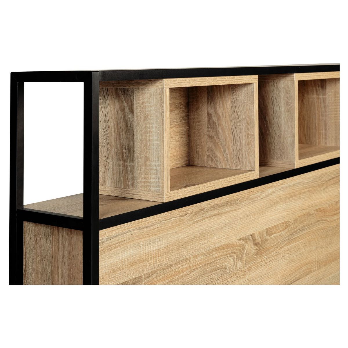 Tête de lit avec niches de rangements esprit industriel pour lits 140 HOUSTON