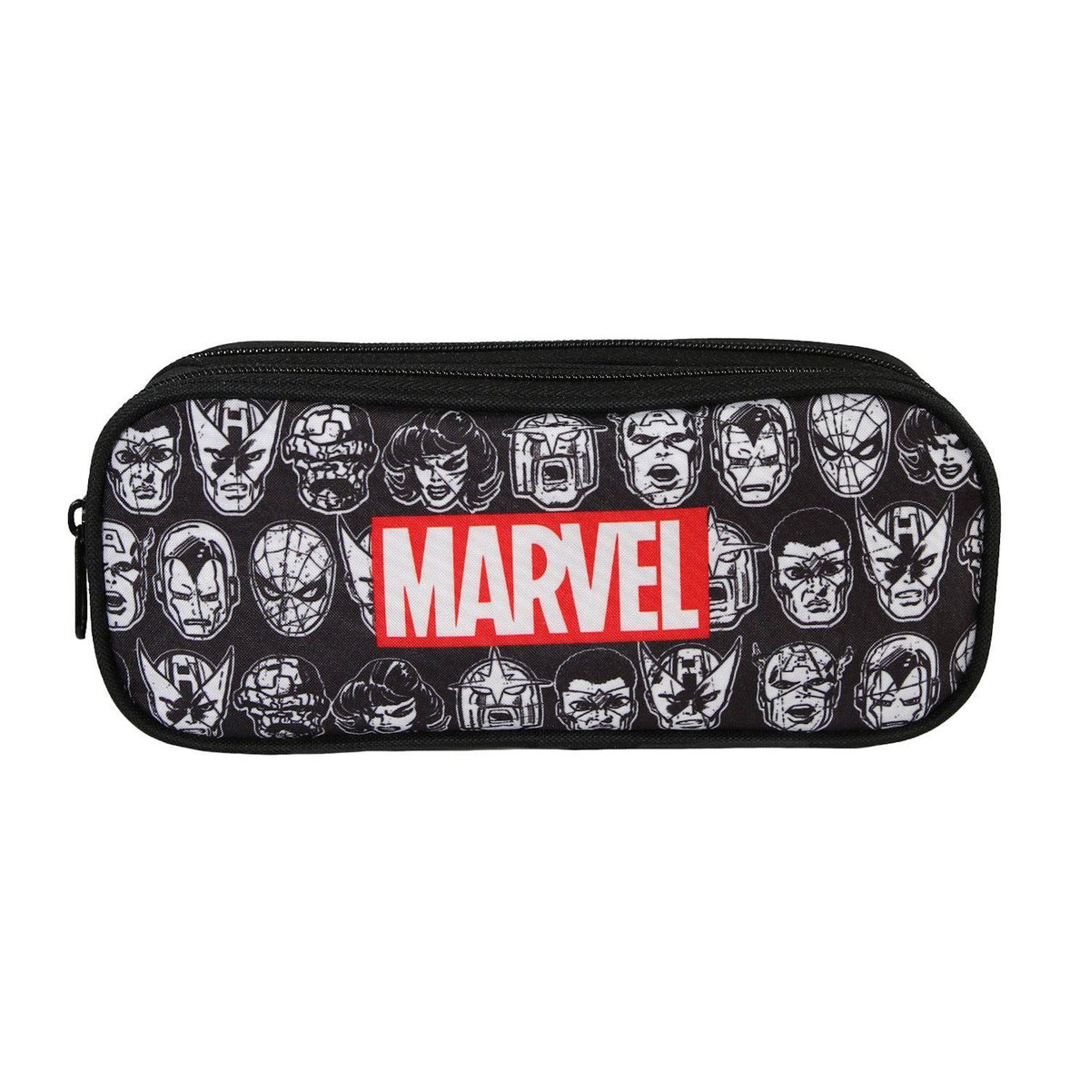 Bagtrotter Bagtrotter - Avengers - Marvel - Trousse Scolaire Rectangulaire - Noir  - 2 Compartiments Zippés - 23x7x10cm - Matière Polyester - Accessoire et Papeterie Scolaire