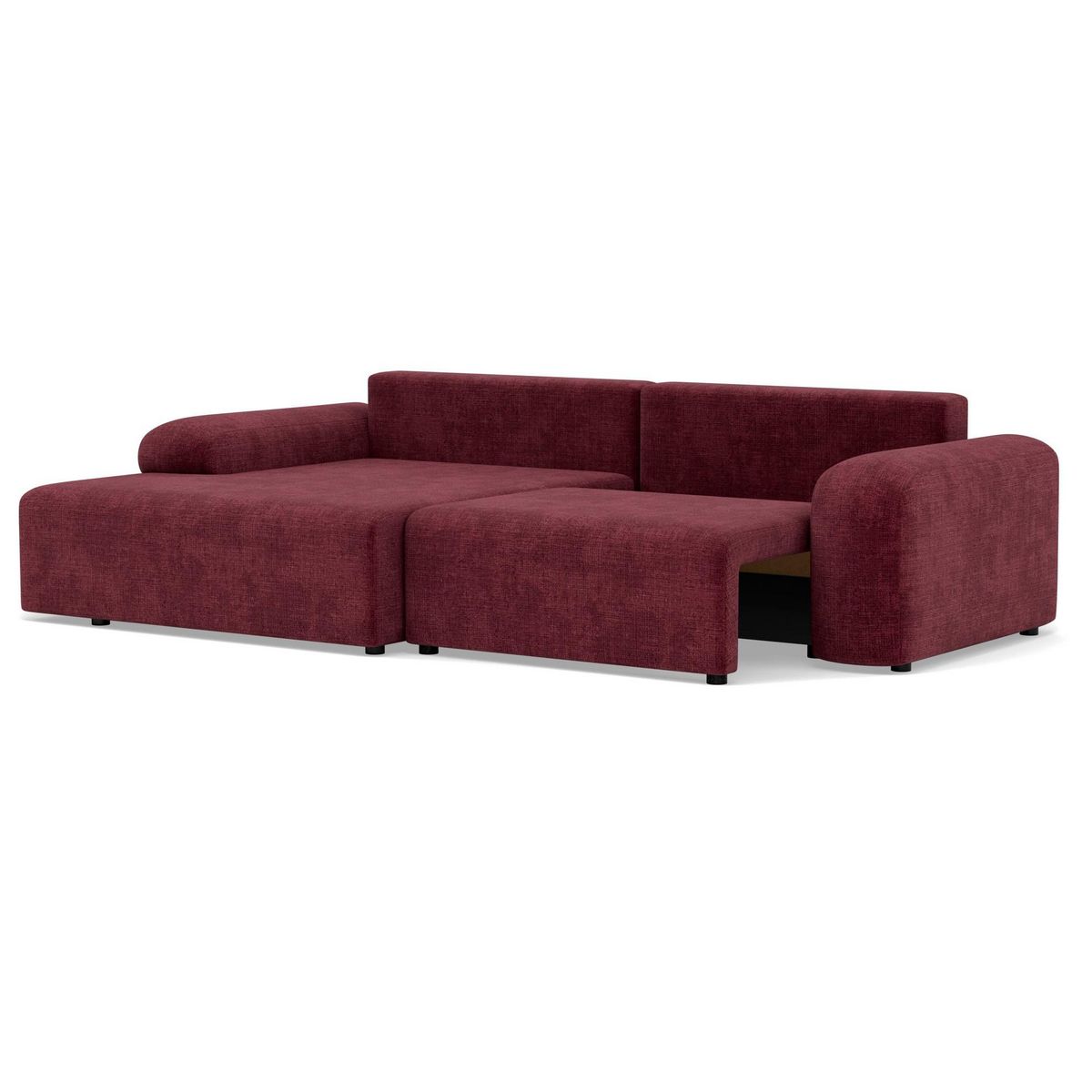 BEST MOBILIER Rebecca - canapé d'angle gauche 4 places convertible avec coffre en velours texturé